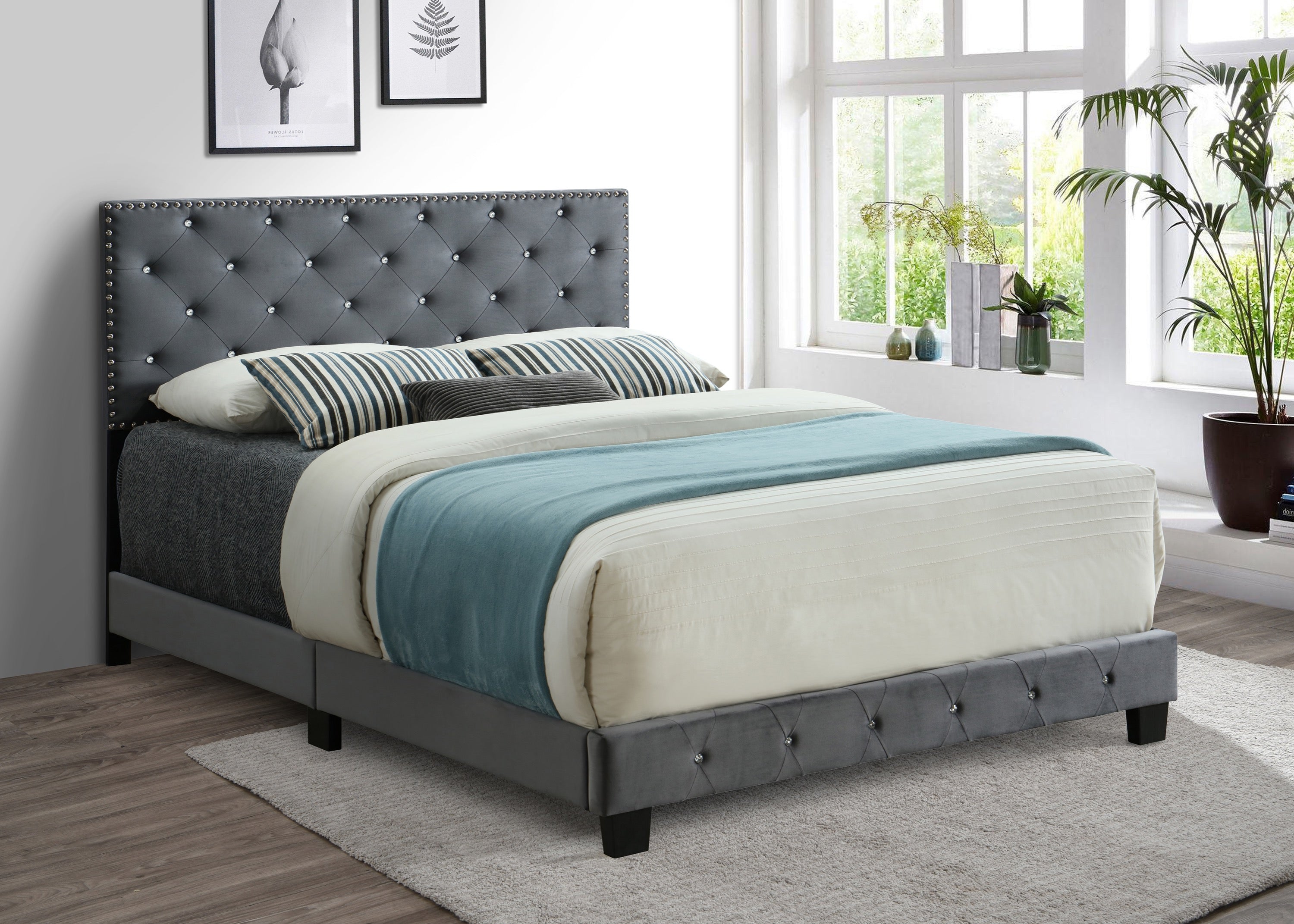 IF-5650 - Double or Queen or King Bed - Platform Bed Includes Mattress Support