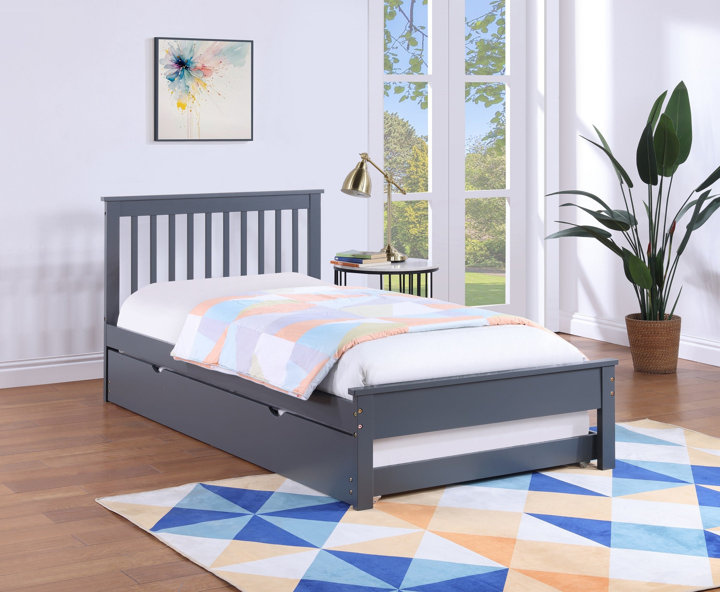 IF-415-G - Single or Double Bed - Platform Bed Includes Mattress Support