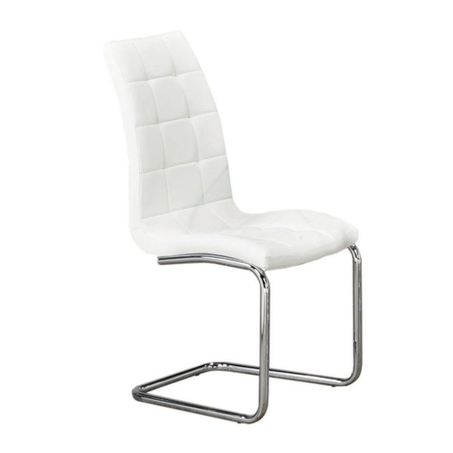 Image of c-1751: 06 upholstered white with chrome legs dining chair.