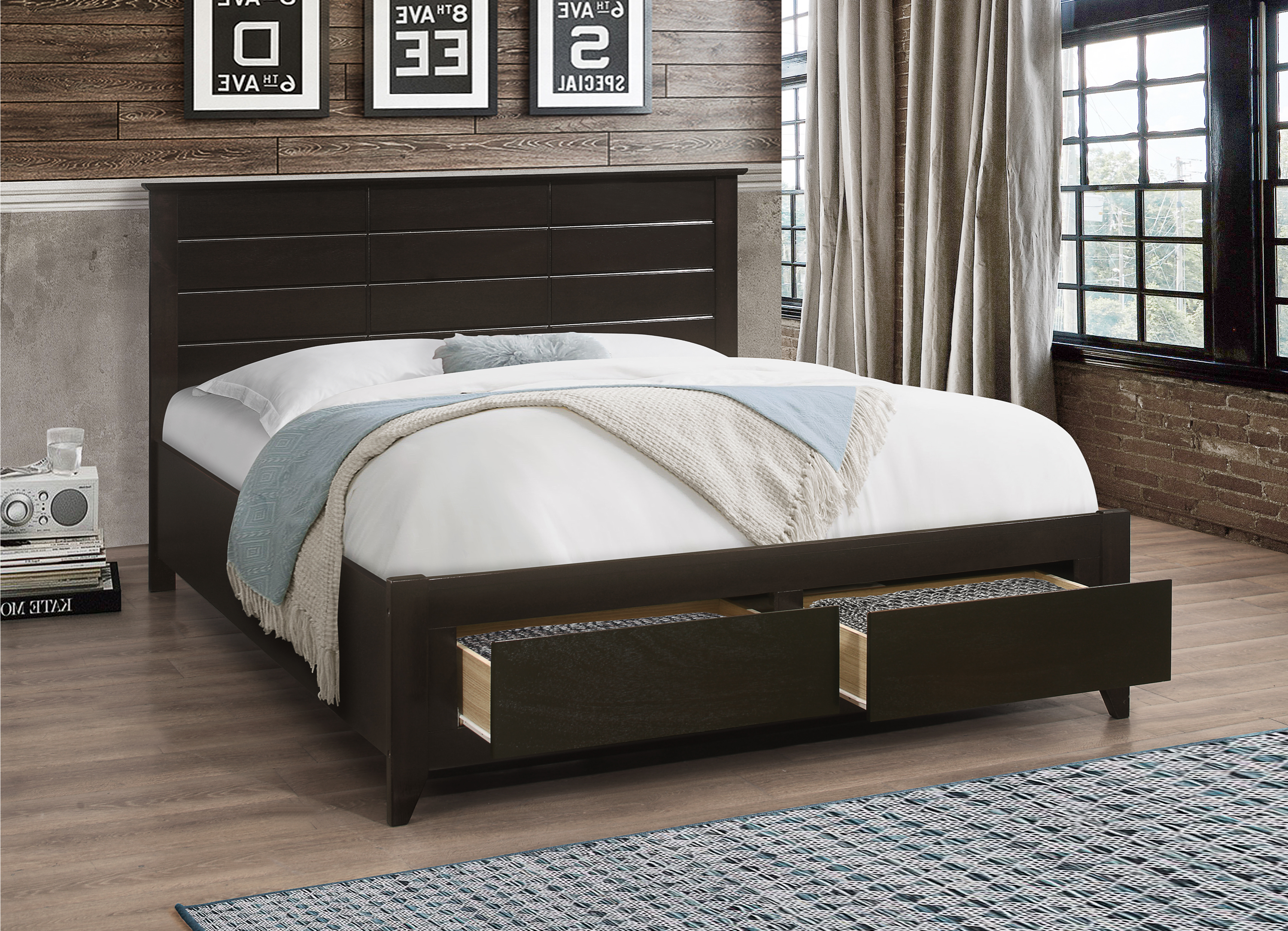 IF-421 - Single or Double or Queen Bed - Platform Bed Includes Mattress Support