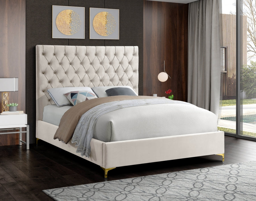 IF-5642 Chrome or Gold Legs - Double or Queen or King Bed - Platform Bed Includes Mattress Support