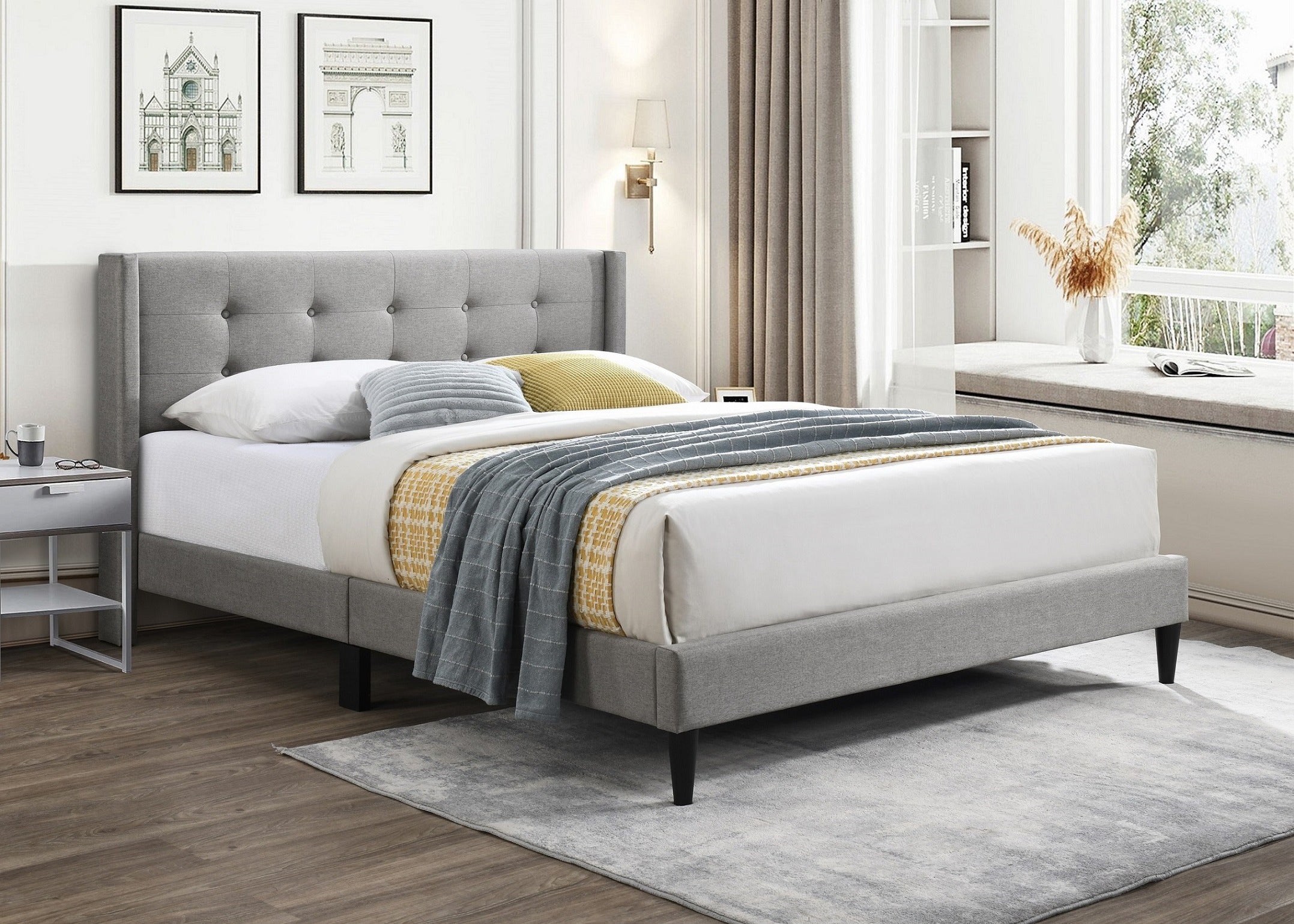 IF-5270 - Double or Queen or King Bed - Platform Bed Includes Mattress Support