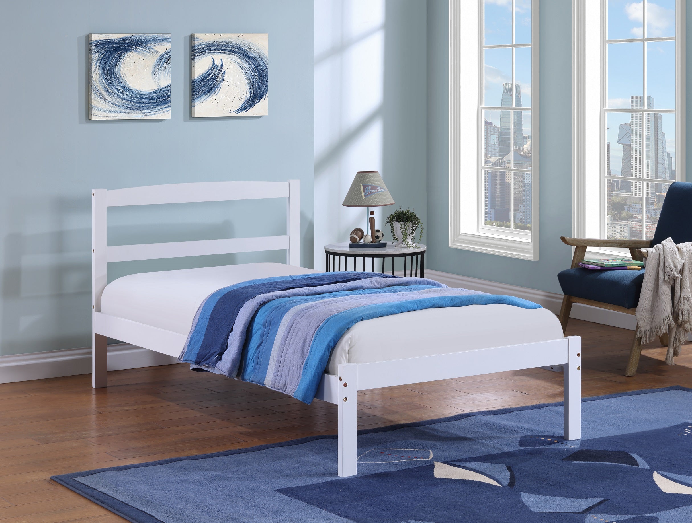 IF-416-W - Single or Double Bed - Platform Bed Includes Mattress Support