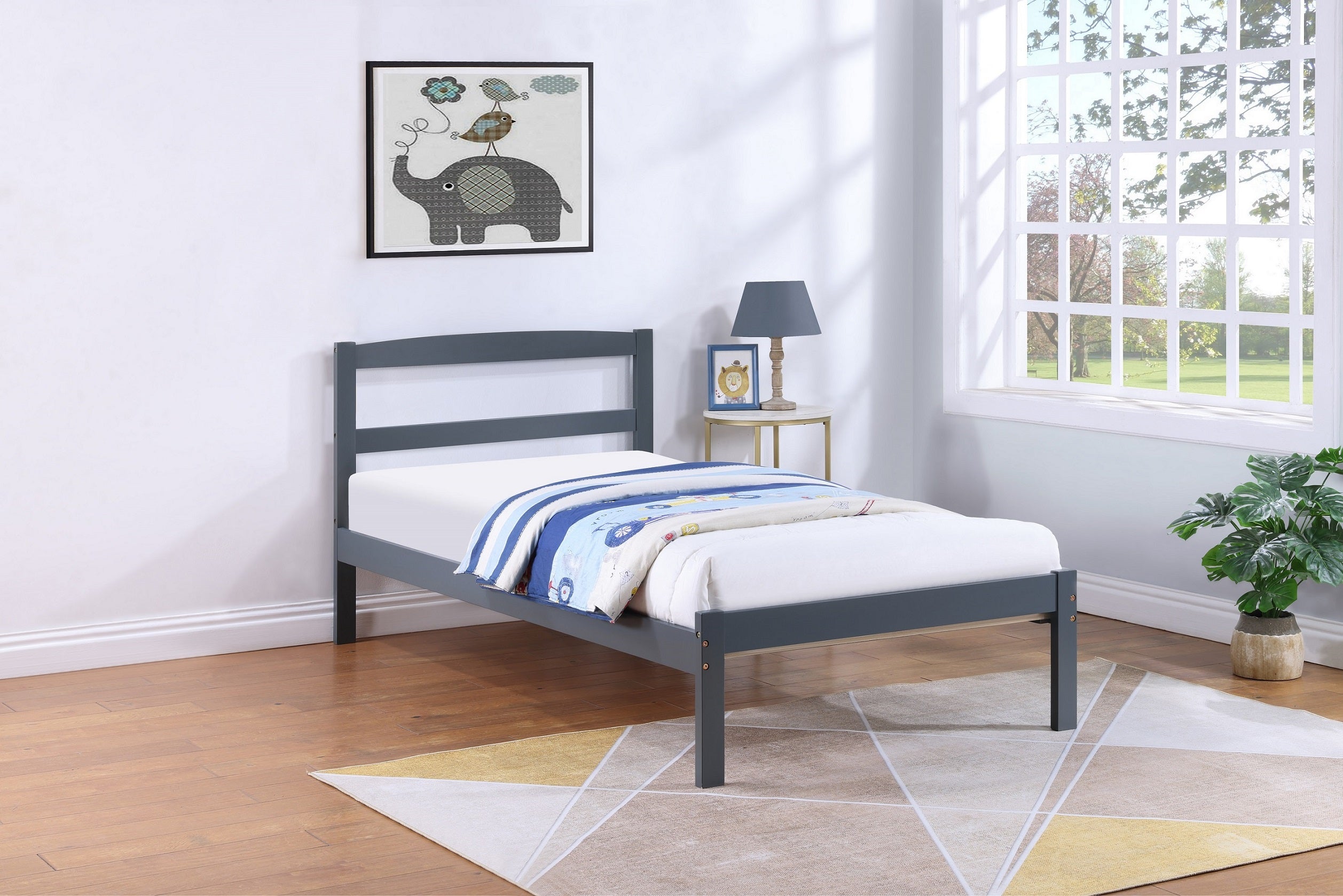 IF-416-G - Single or Double Bed - Platform Bed Includes Mattress Support