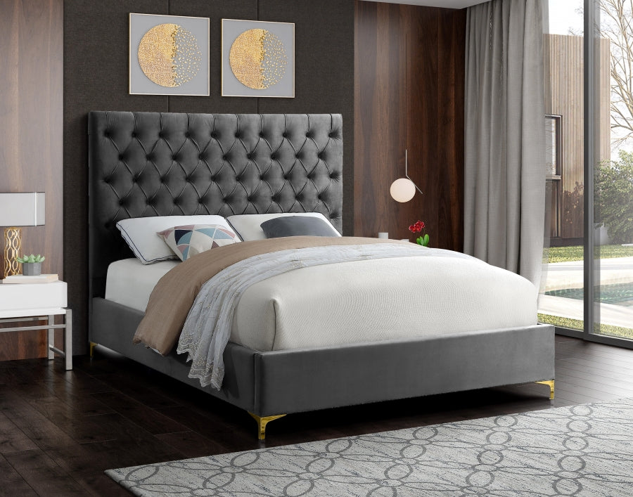 IF-5640 Chrome or Gold Legs - Double or Queen or King Bed - Platform Bed Includes Mattress Support