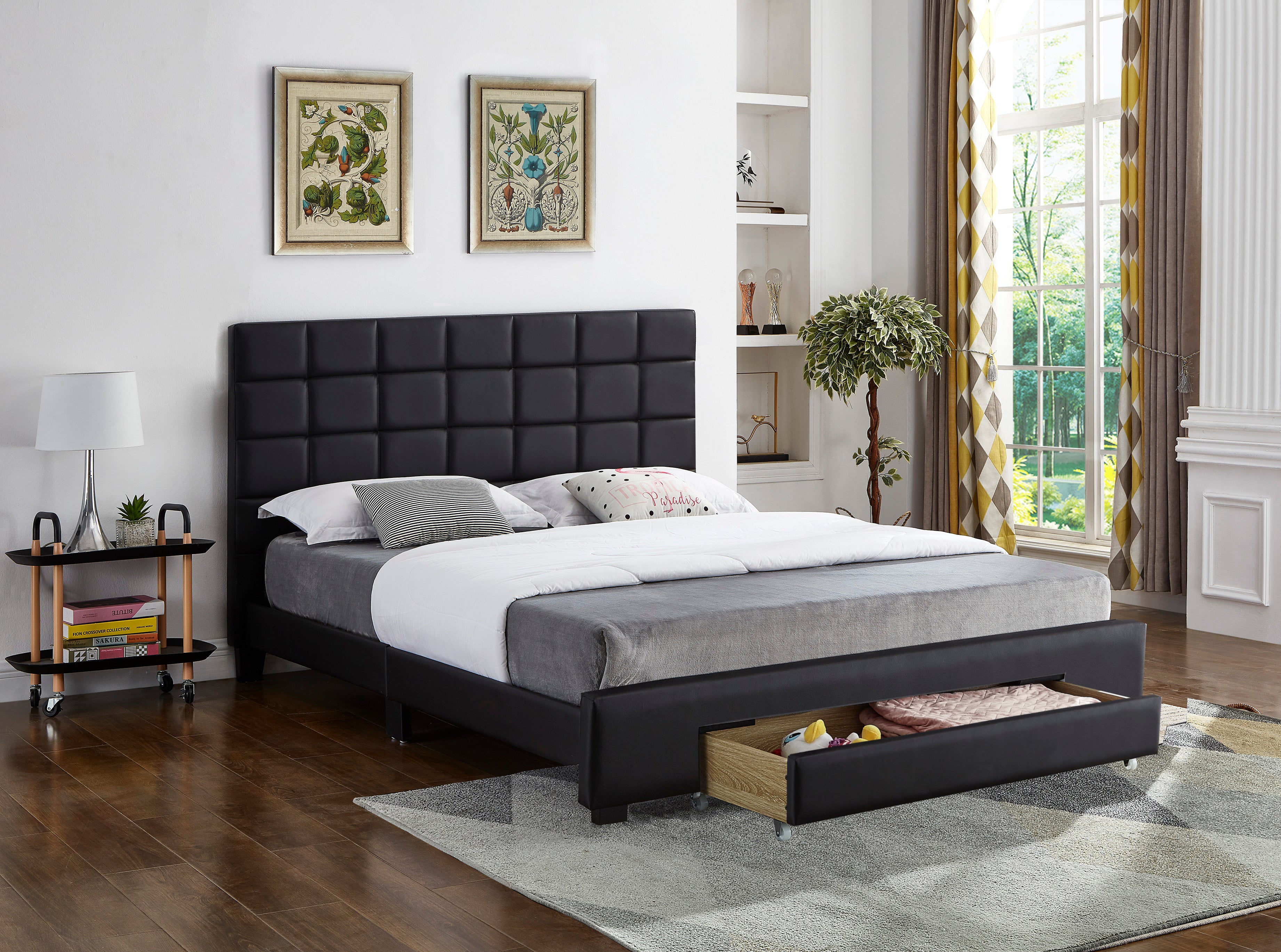 IF-5490 - Double or Queen Bed - Platform Bed Includes Mattress Support