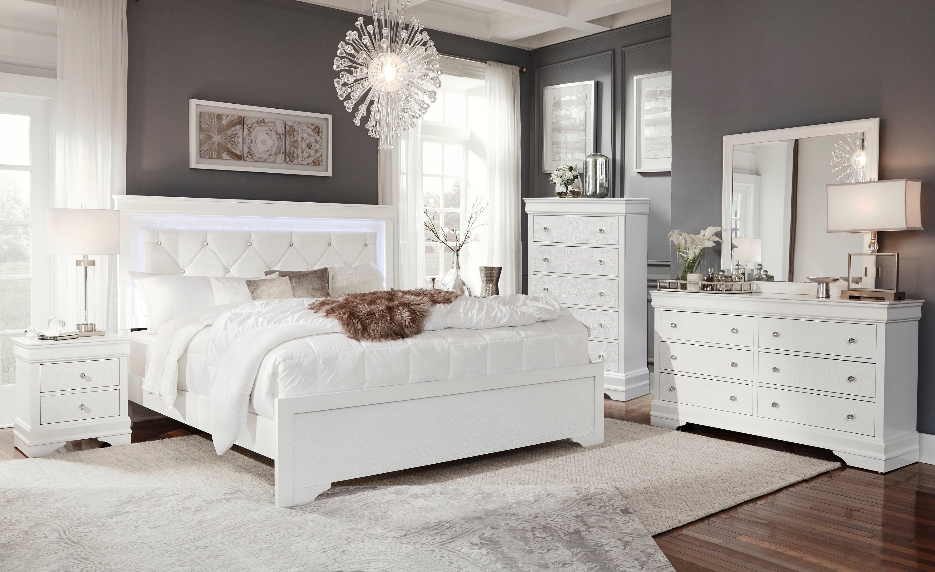 POMPEI (White) BEDROOM SET 8PCS