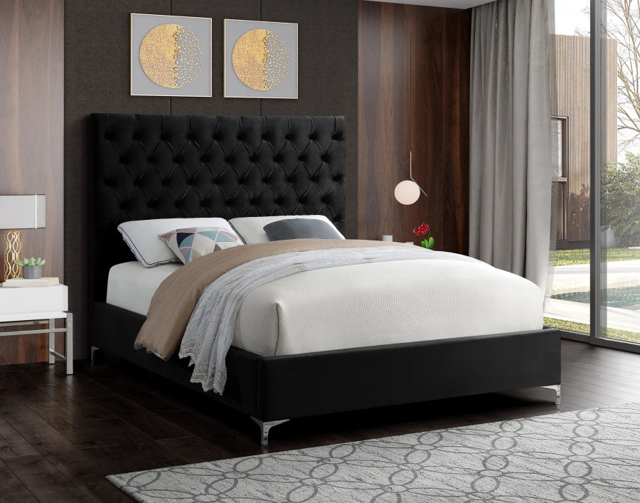 IF-5643 Chrome or Gold Legs - Double or Queen or King Bed - Platform Bed Includes Mattress Support