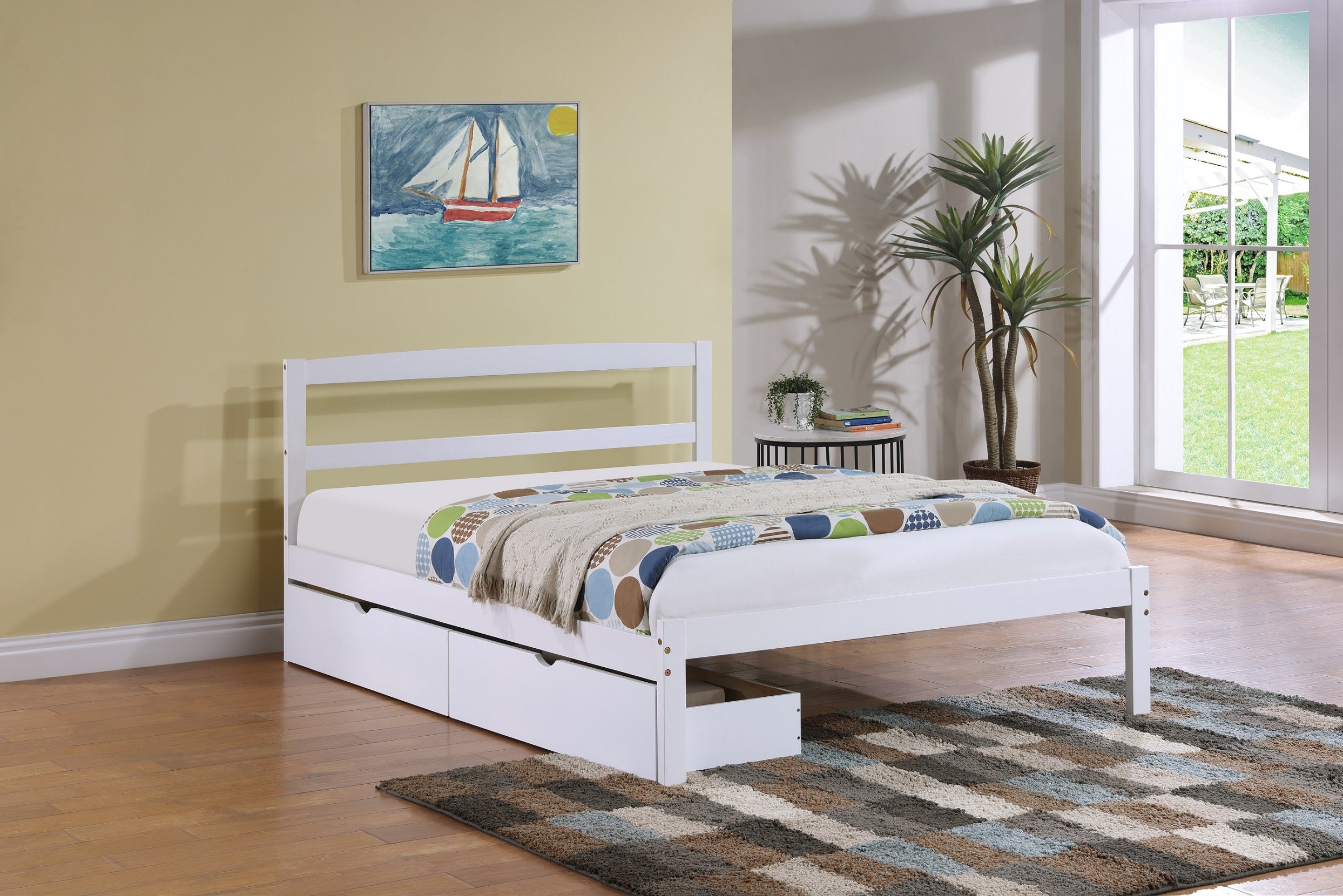 IF-416-W - Single or Double Bed - Platform Bed Includes Mattress Support