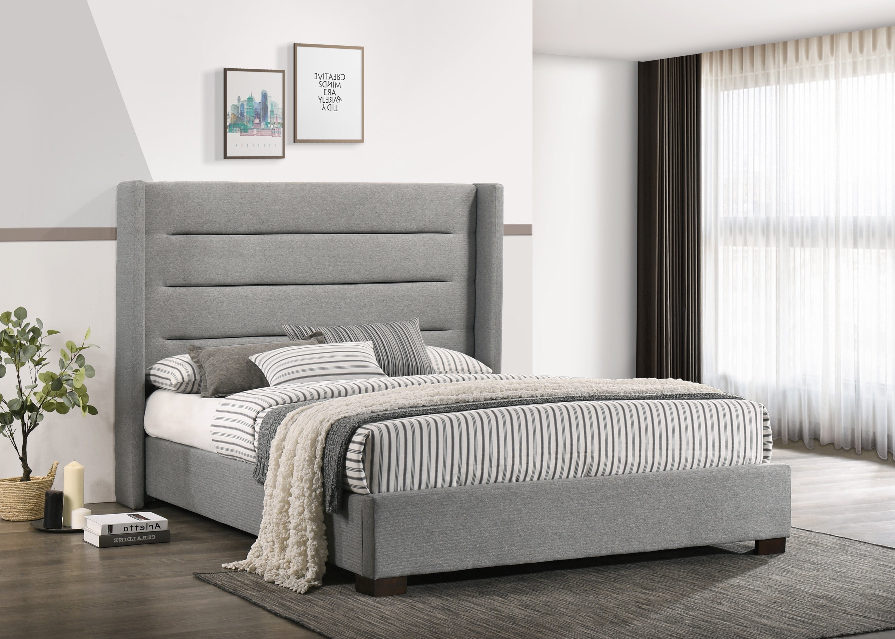 IF-5241 - Queen or King Bed - Platform Bed Includes Mattress Support