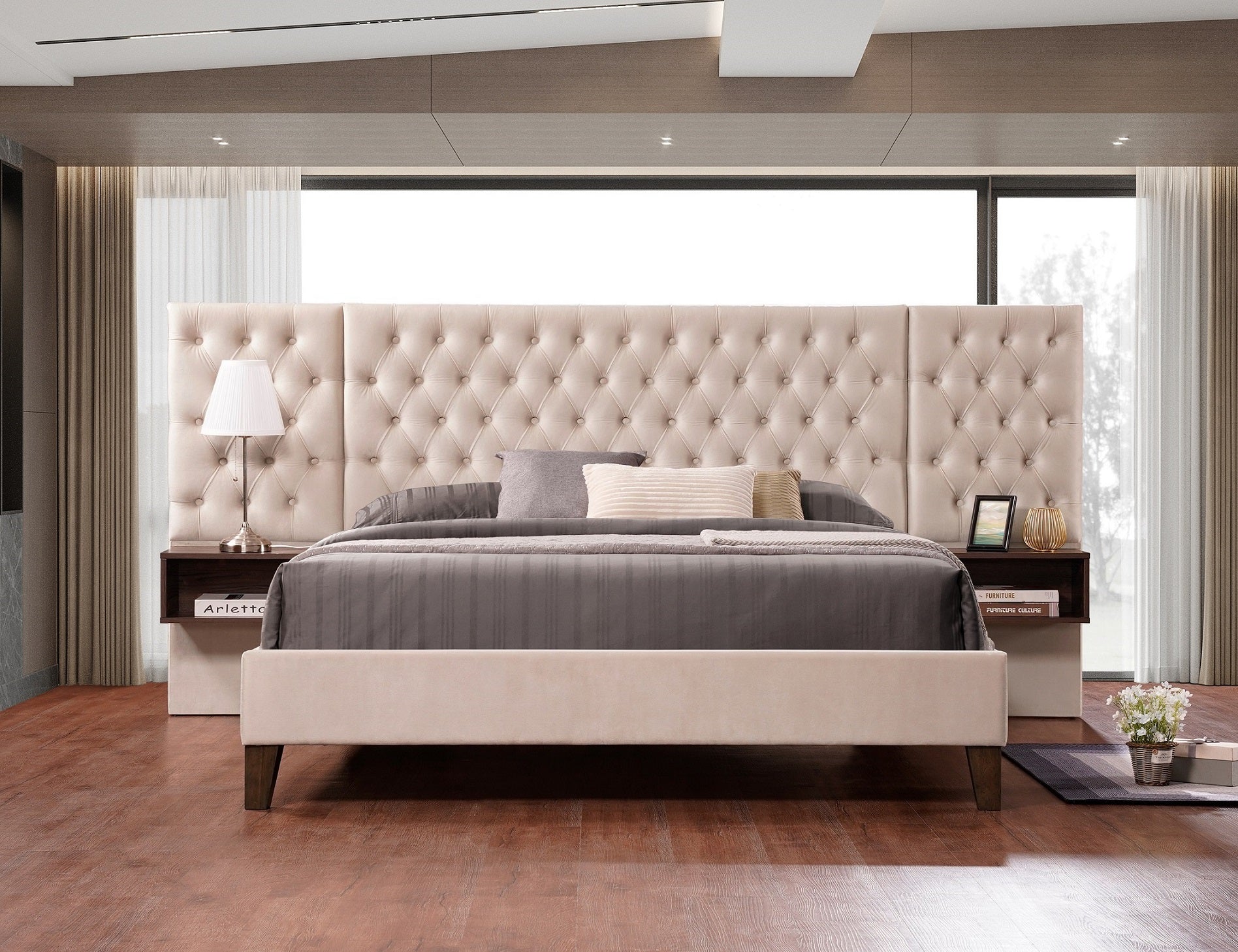 IF-5565 - Queen or King Bed - Platform Bed Includes Mattress Support