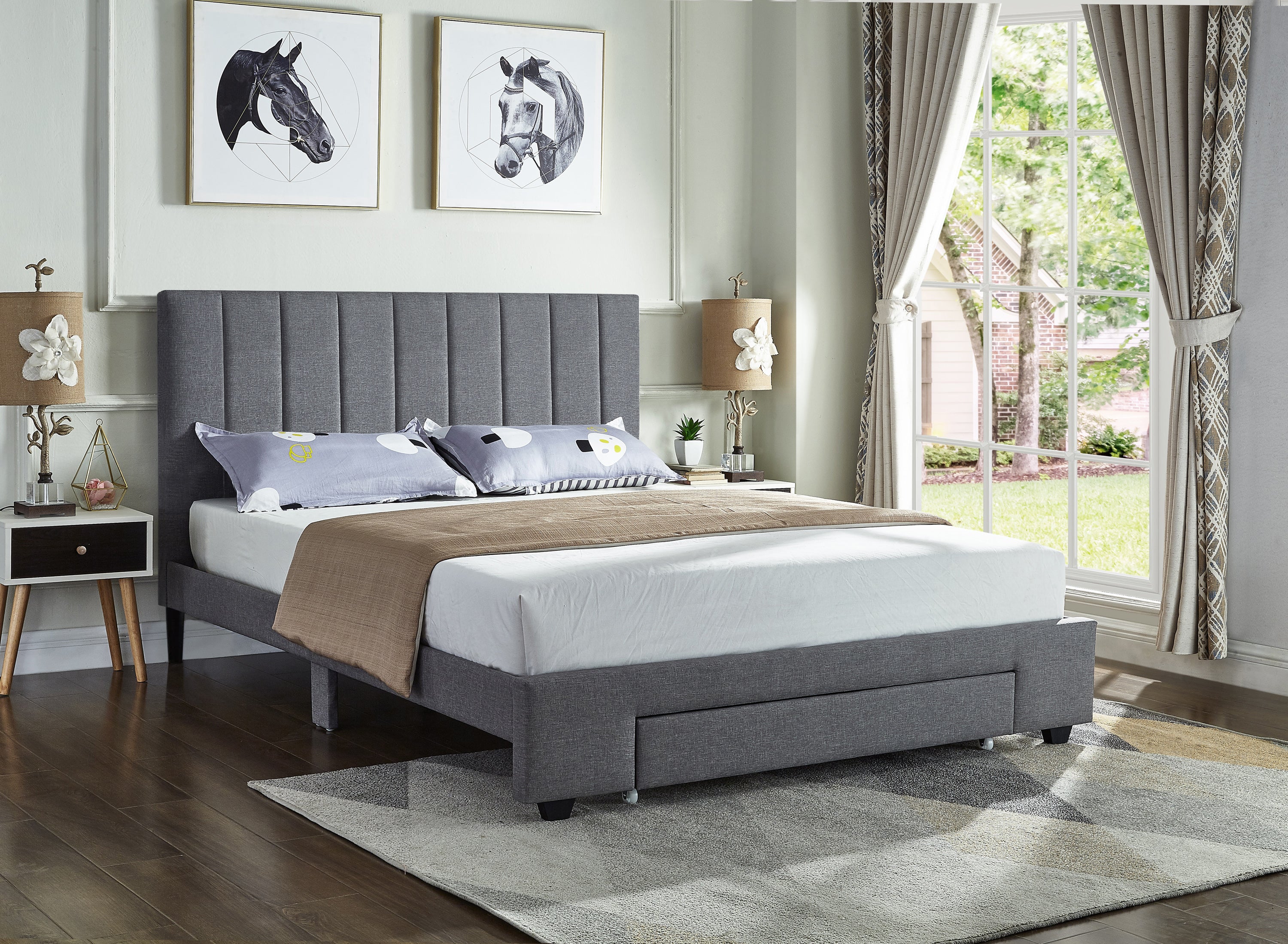 IF-5483 - Double or Queen Bed - Platform Bed Includes Mattress Support