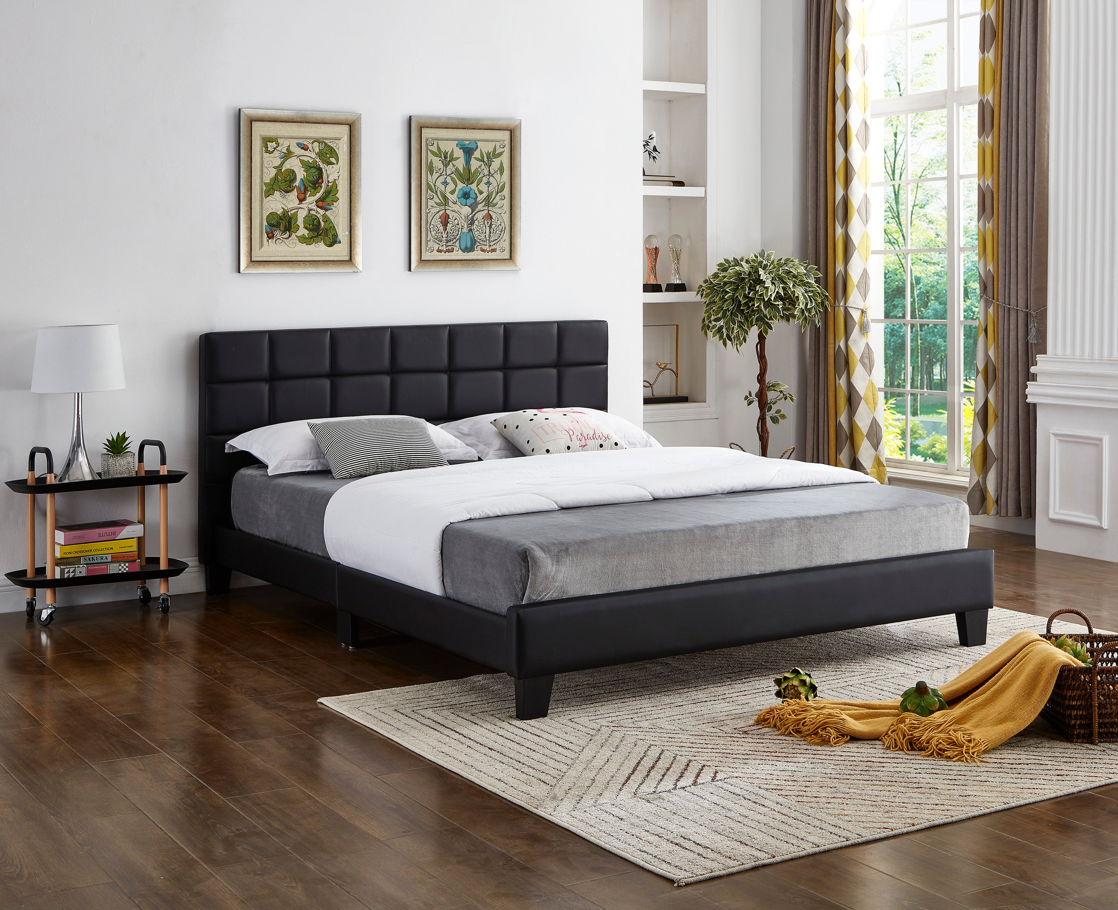 IF-5420 - Double or Queen Bed - Platform Bed Includes Mattress Support