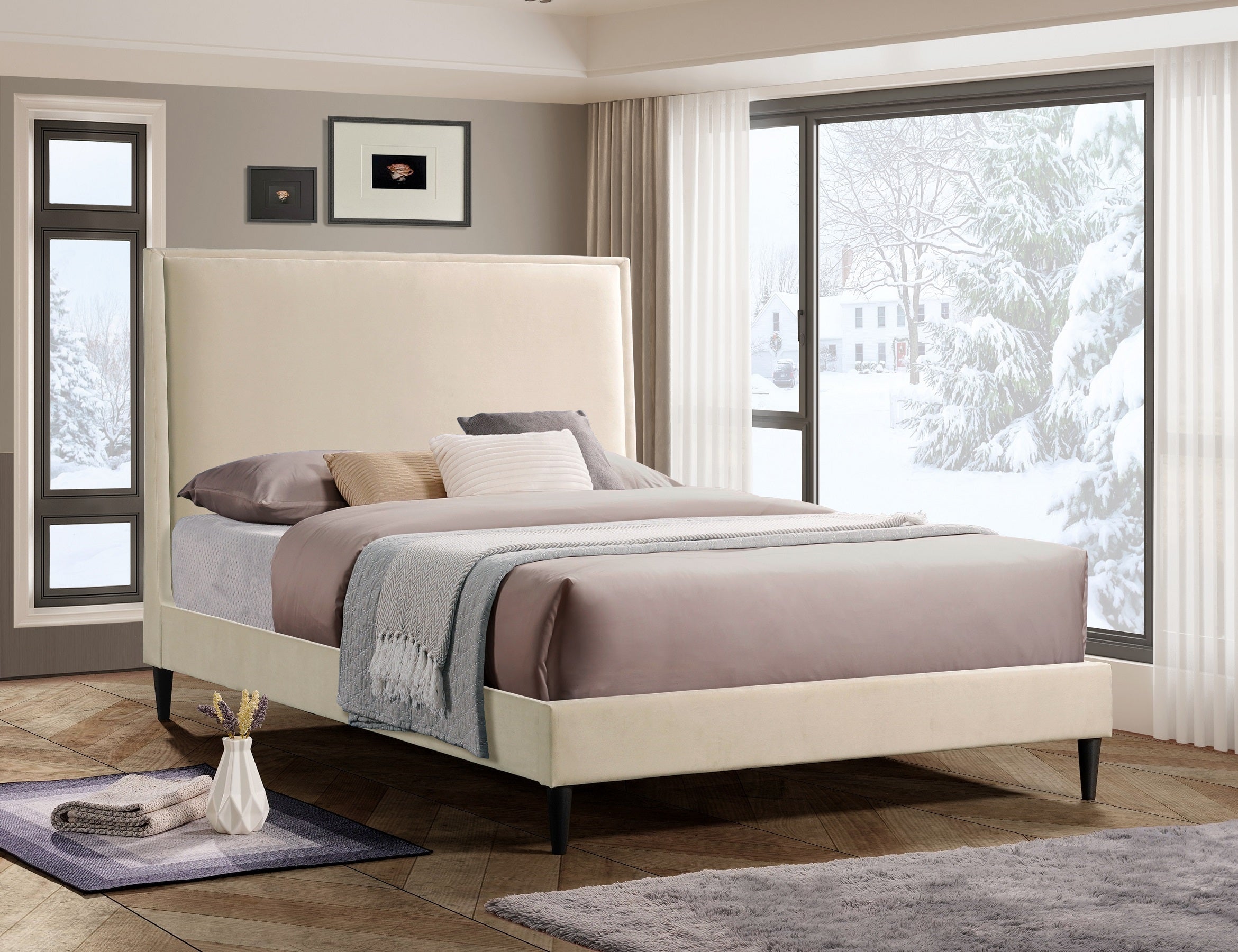 IF-5572 - Queen or King Bed - Platform Bed Includes Mattress Support