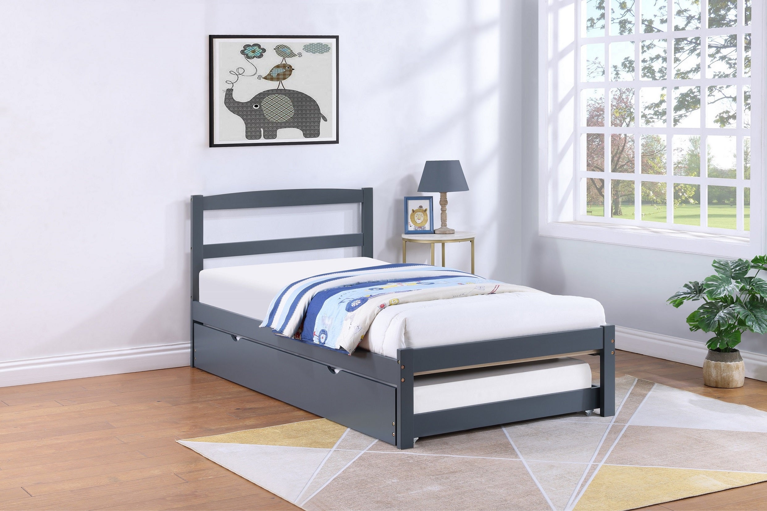 IF-416-G - Single or Double Bed - Platform Bed Includes Mattress Support