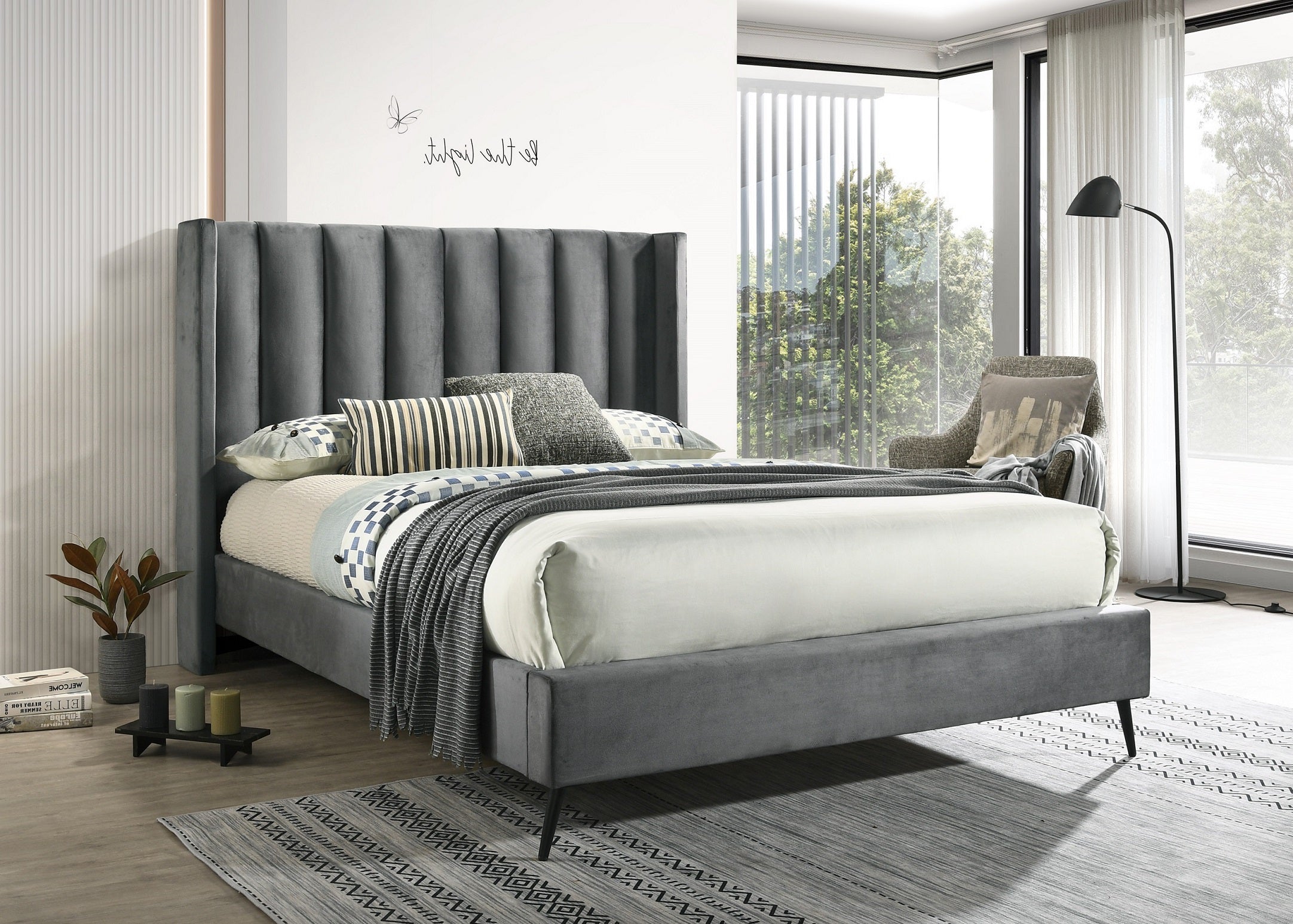 IF-5230 - Queen or King Bed - Platform Bed Includes Mattress Support