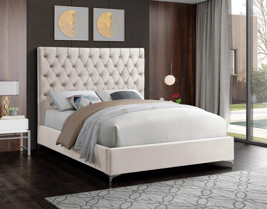 IF-5642 Chrome or Gold Legs - Double or Queen or King Bed - Platform Bed Includes Mattress Support