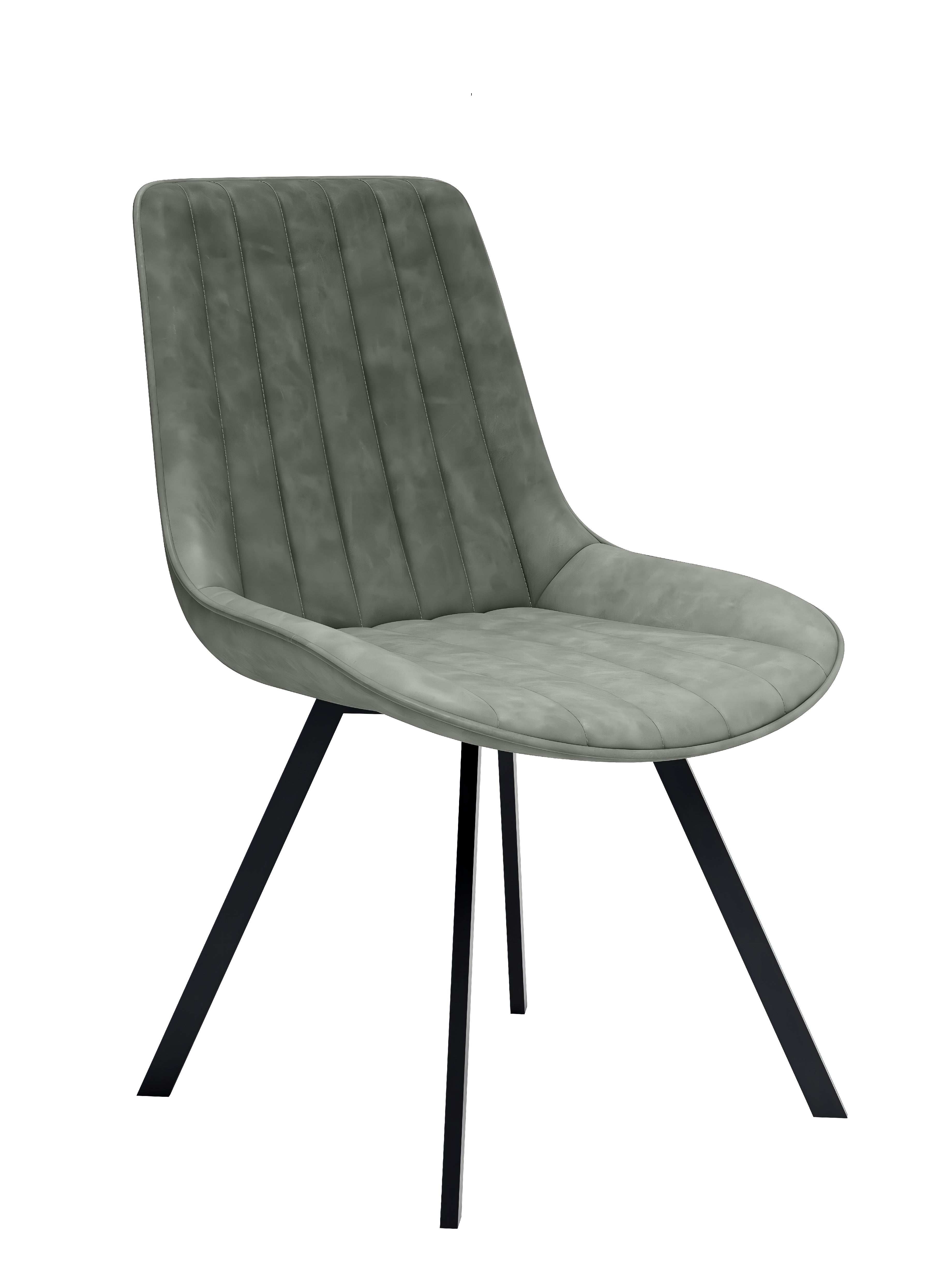 Image of c-1561: 02 soft grey velvet dining chair.