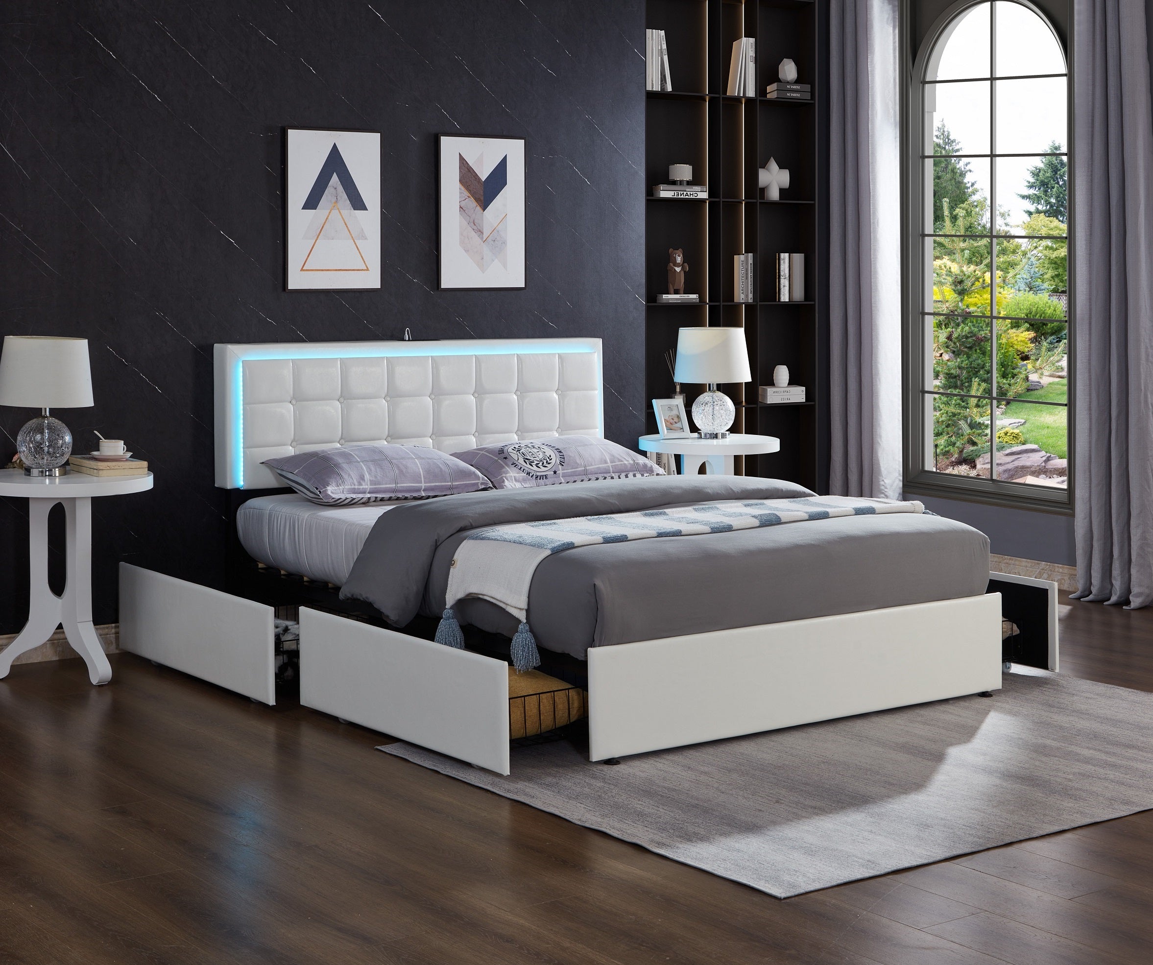 IF-5402 - Double or Queen Bed - Platform Bed Includes Mattress Support