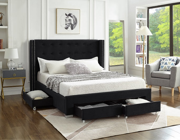 IF-5323 - Queen or King Bed - Platform Bed Includes Mattress Support