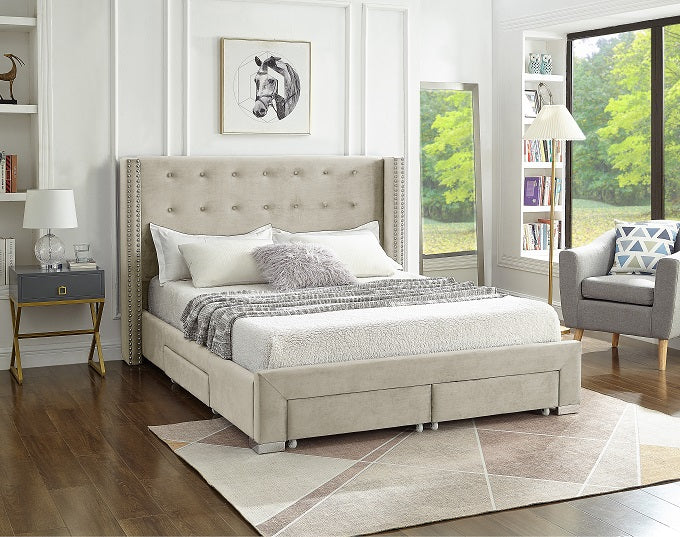 IF-5322 - Queen or King Bed - Platform Bed Includes Mattress Support