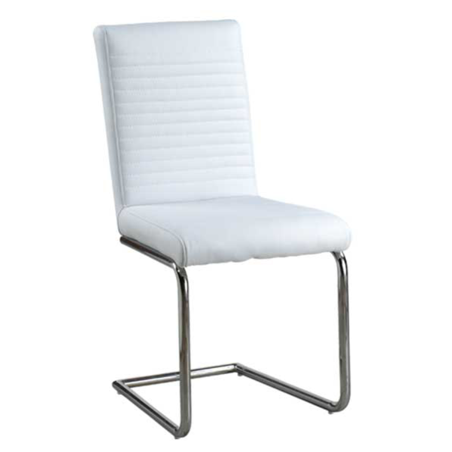 Image of c-1040w: 06 timeless white dining chair with metal frame and upholstered seat..