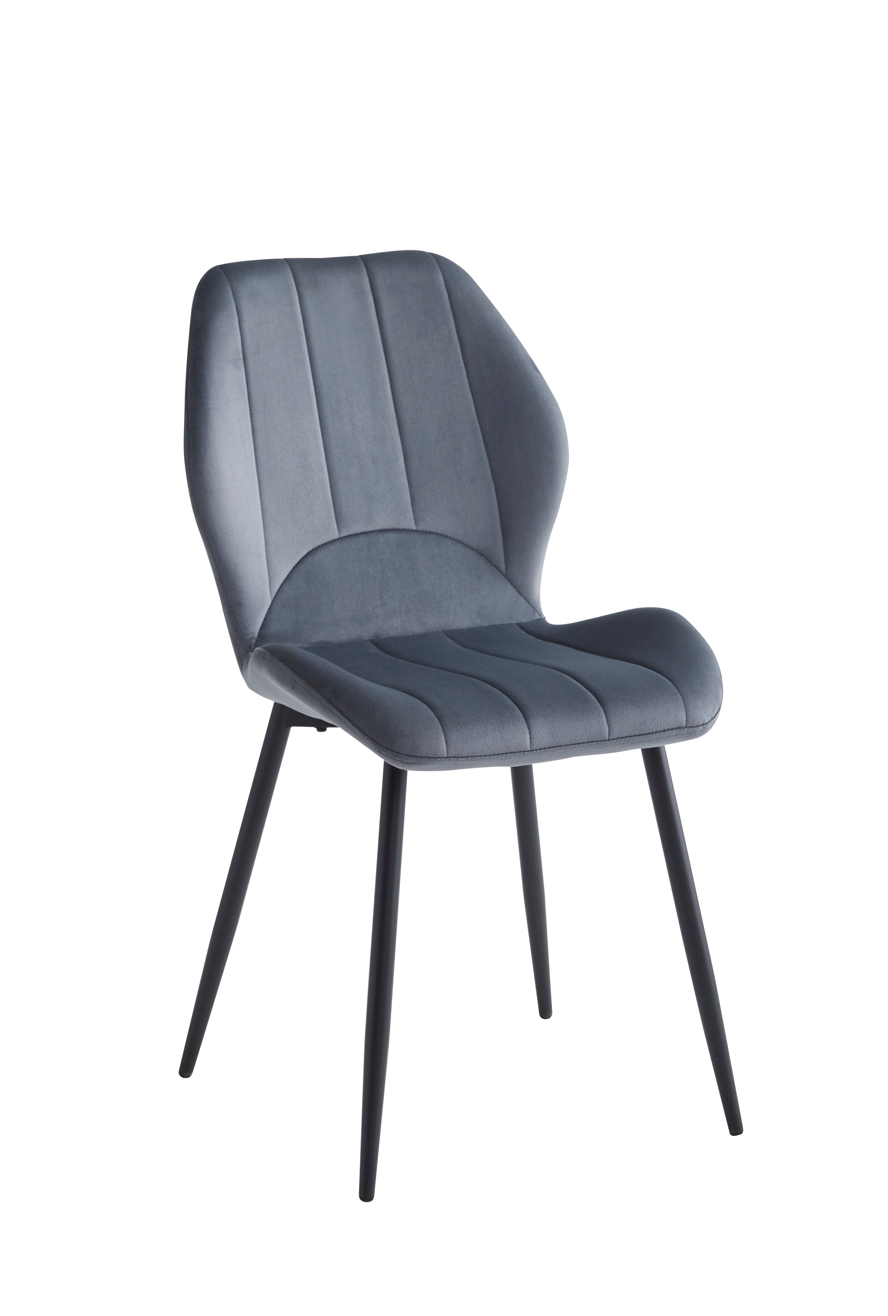 Image of c-1536: 06 dark grey velvet dining chair.