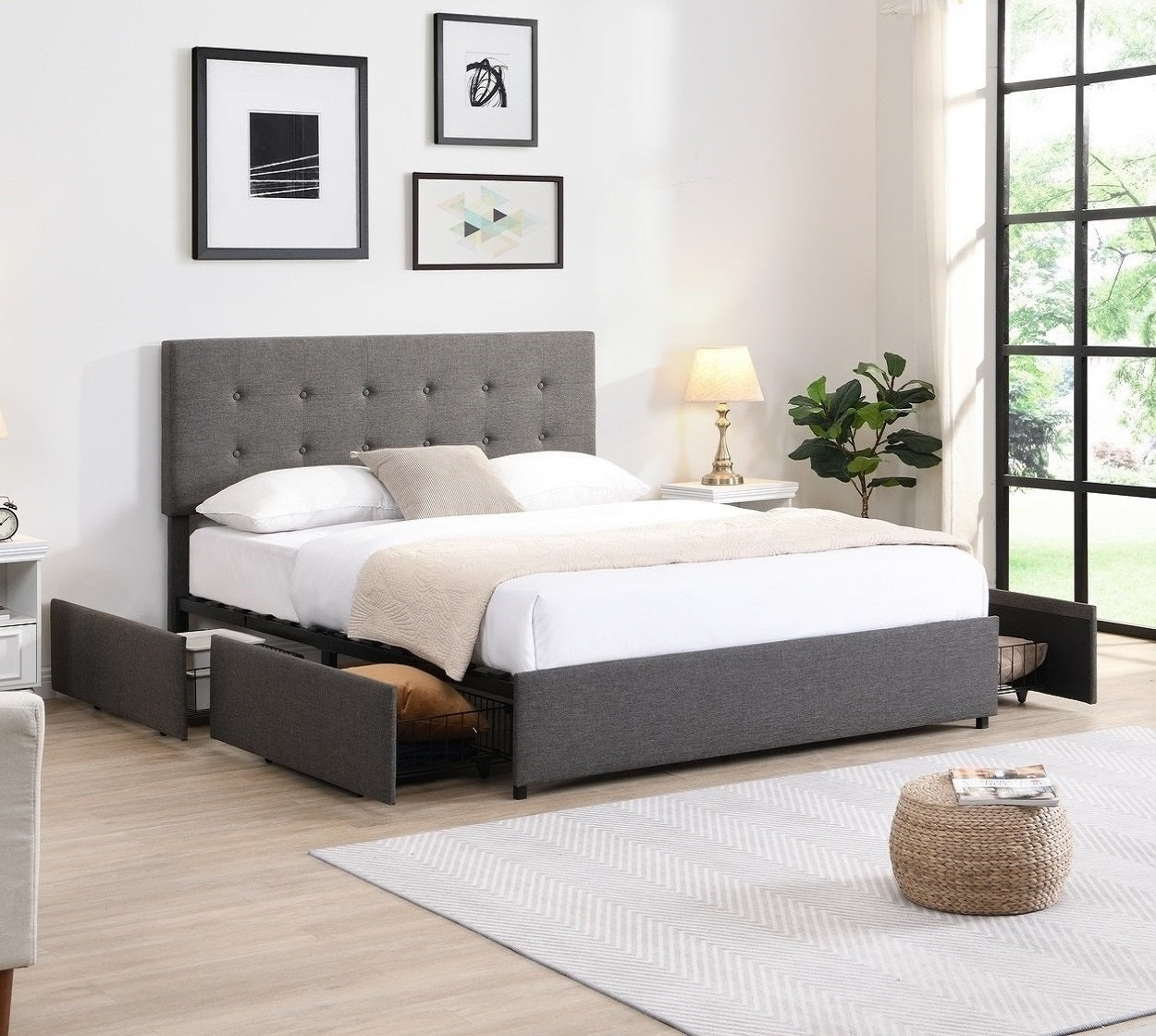 IF-5693 - Double or Queen or King Bed - Platform Bed Includes Mattress Support