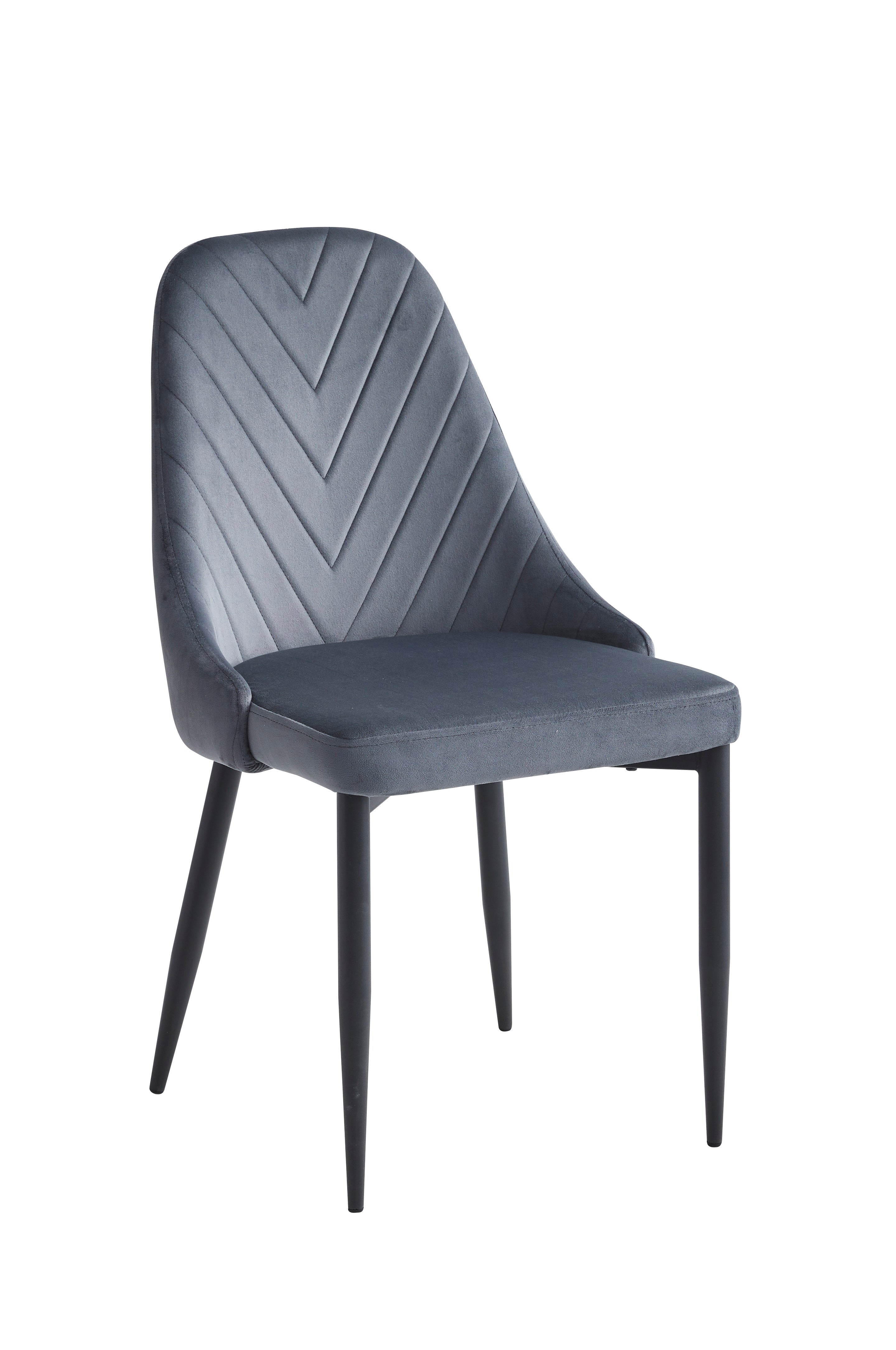 Image of c-1532: 06 dark grey velvet dining chair.