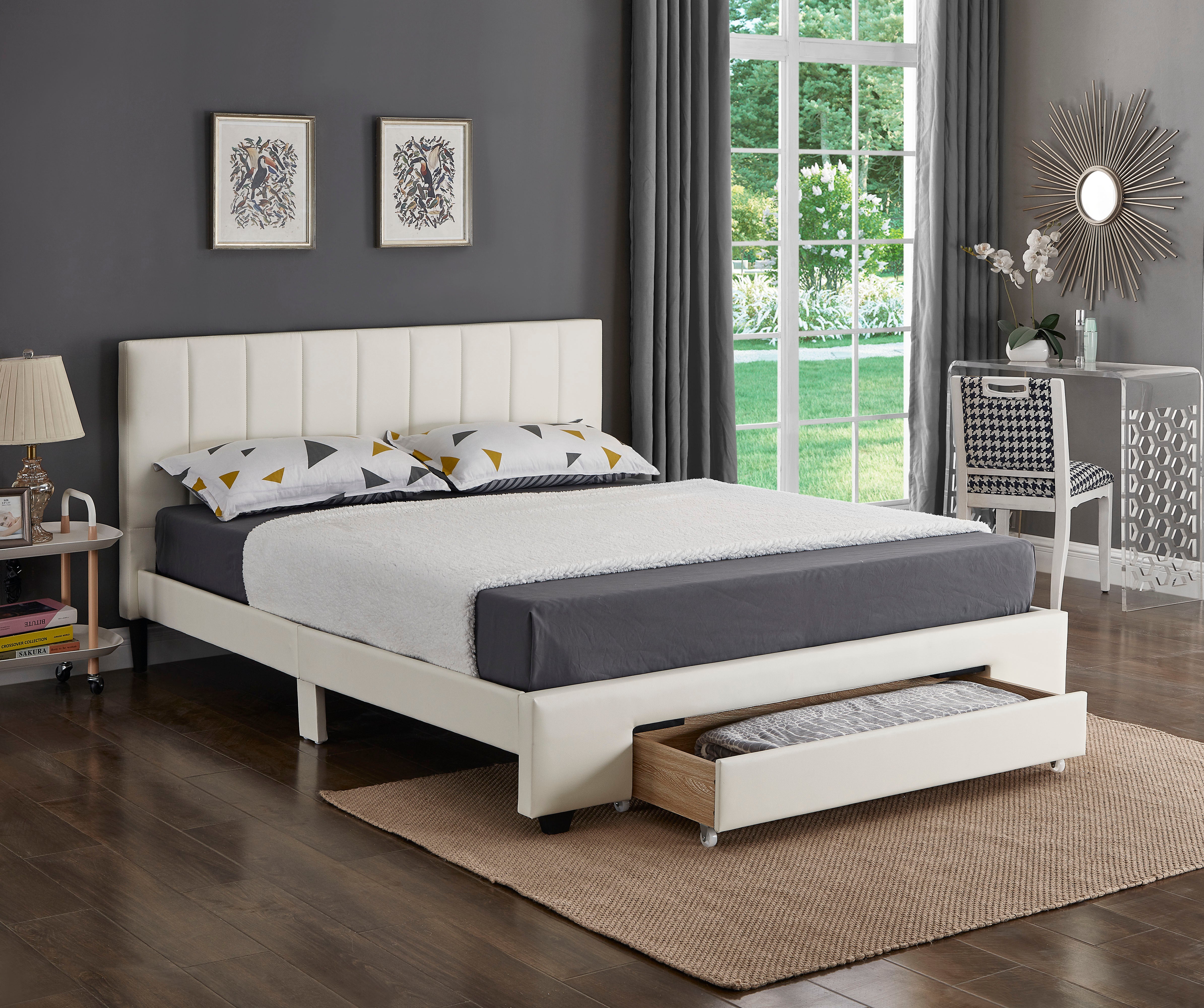 IF-5482 - Double or Queen Bed - Platform Bed Includes Mattress Support