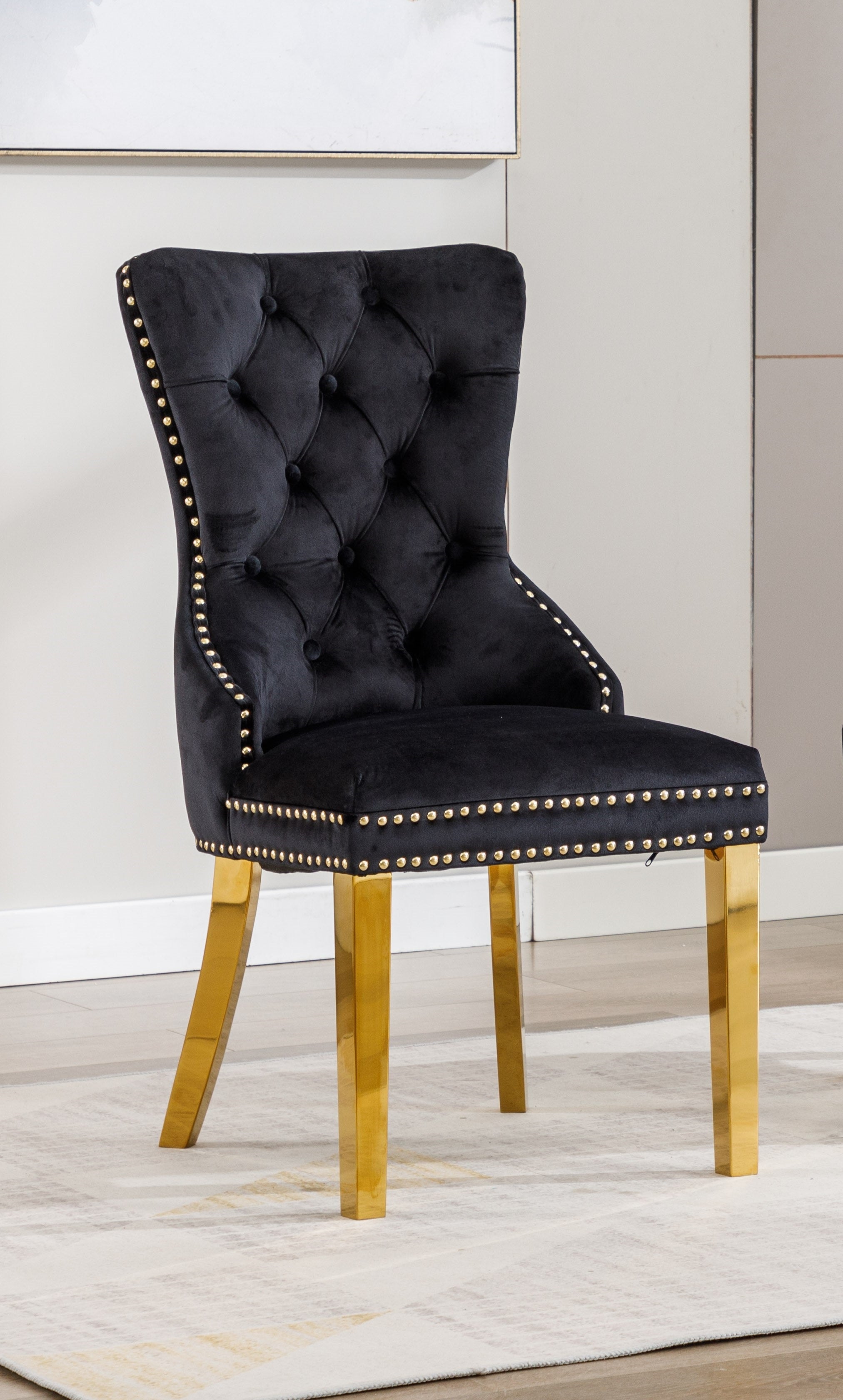 Image of c-1451-1: 02 black velvet dining chair.