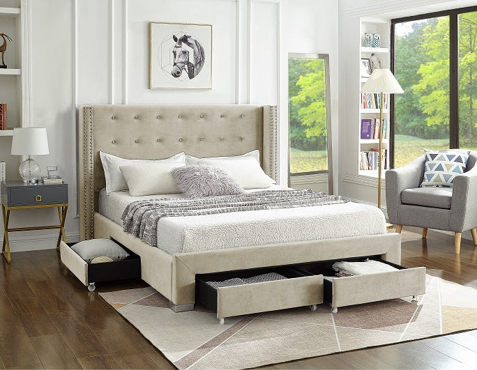 IF-5322 - Queen or King Bed - Platform Bed Includes Mattress Support