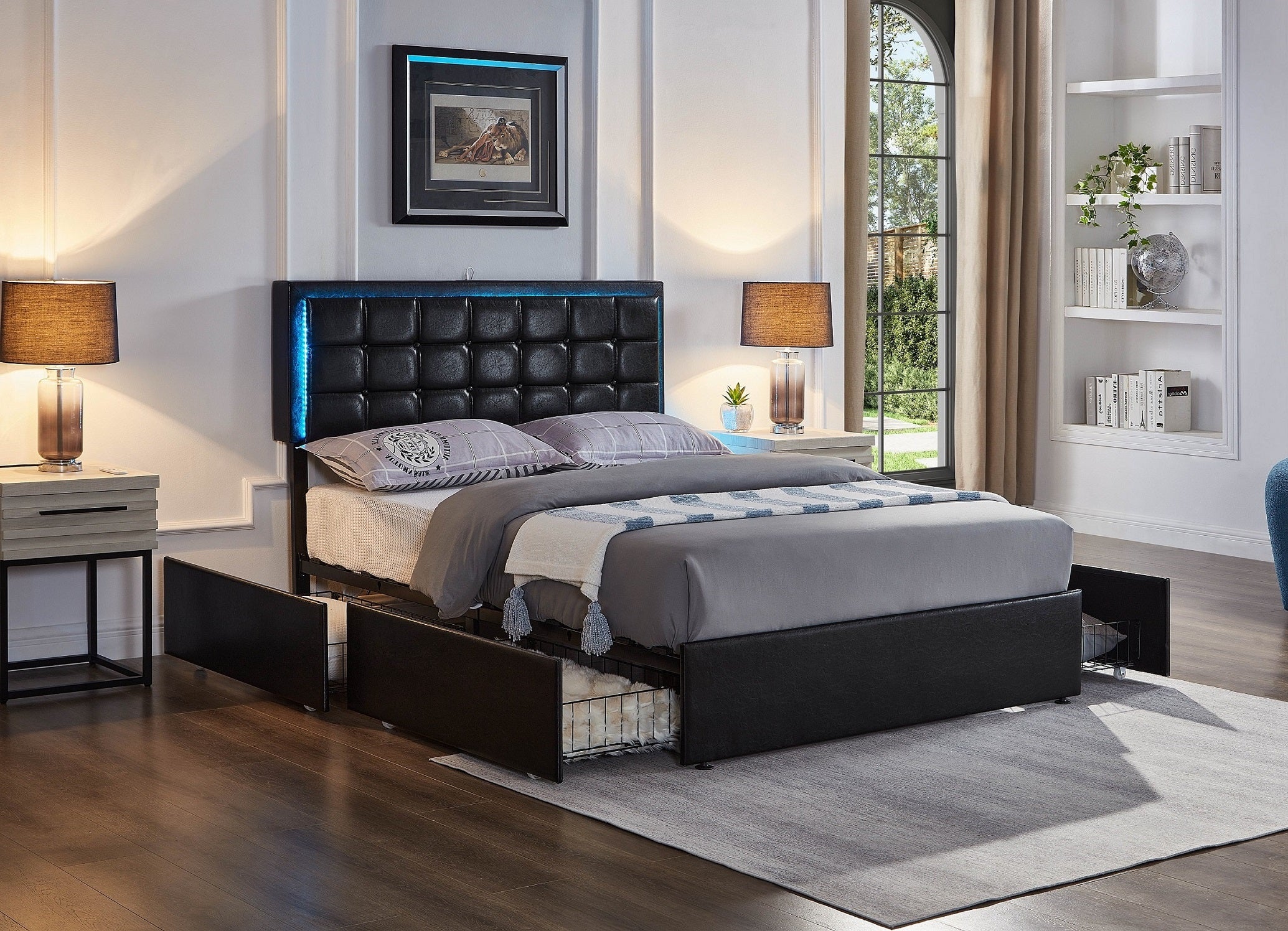 IF-5400 - Double or Queen Bed - Platform Bed Includes Mattress Support