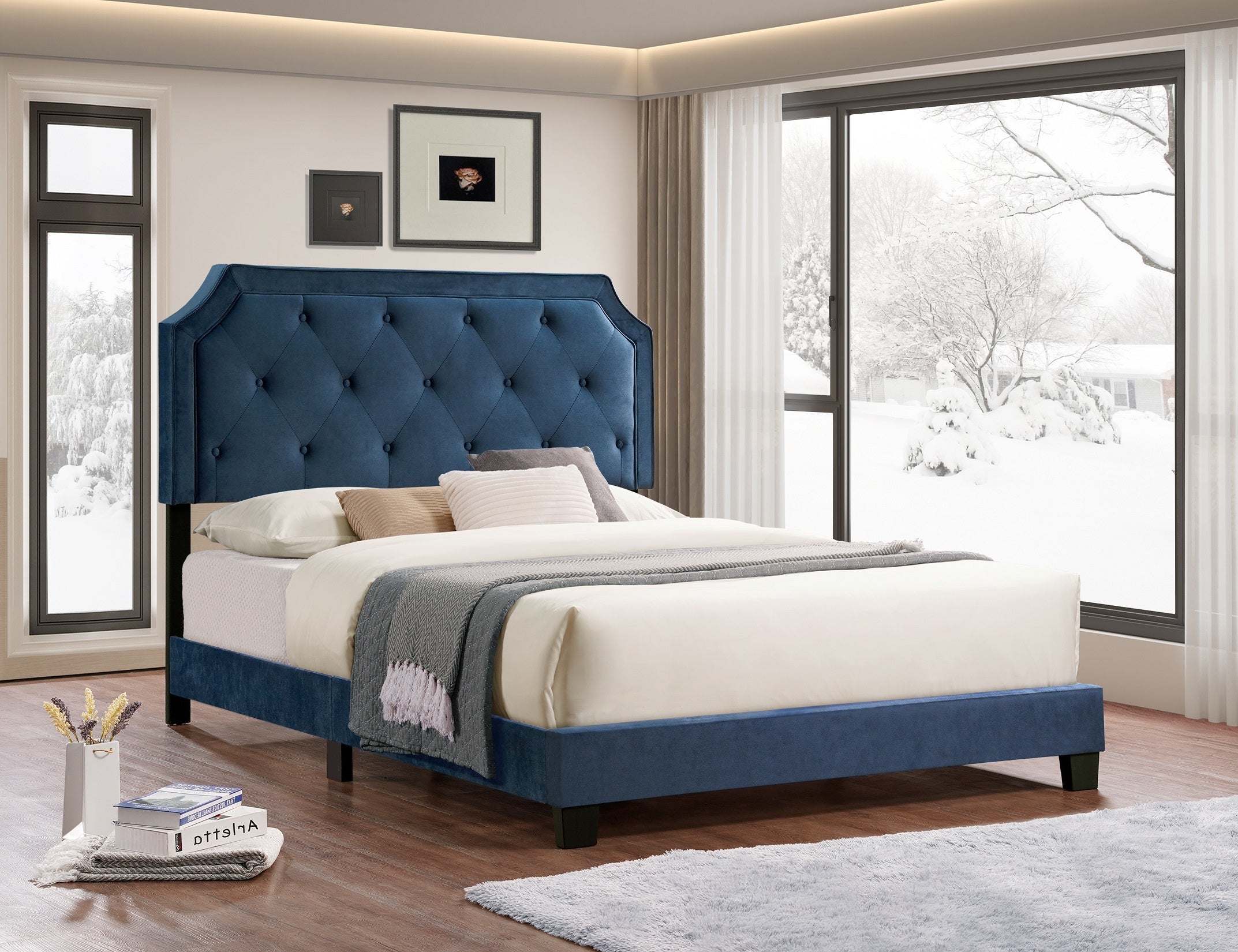 IF-5611 - Double or Queen or King Bed - Platform Bed Includes Mattress Support