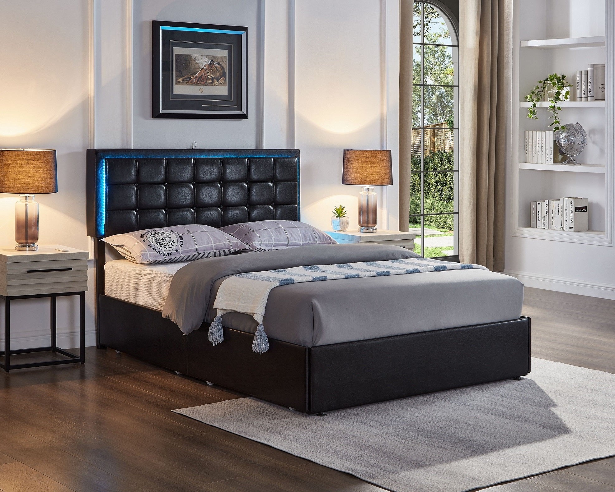 IF-5400 - Double or Queen Bed - Platform Bed Includes Mattress Support