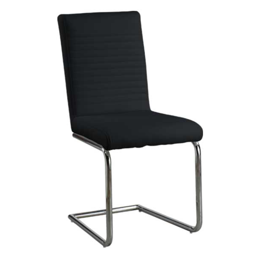 Image of c-1040b: 06 modern black dining chair with metal frame and upholstered seat..