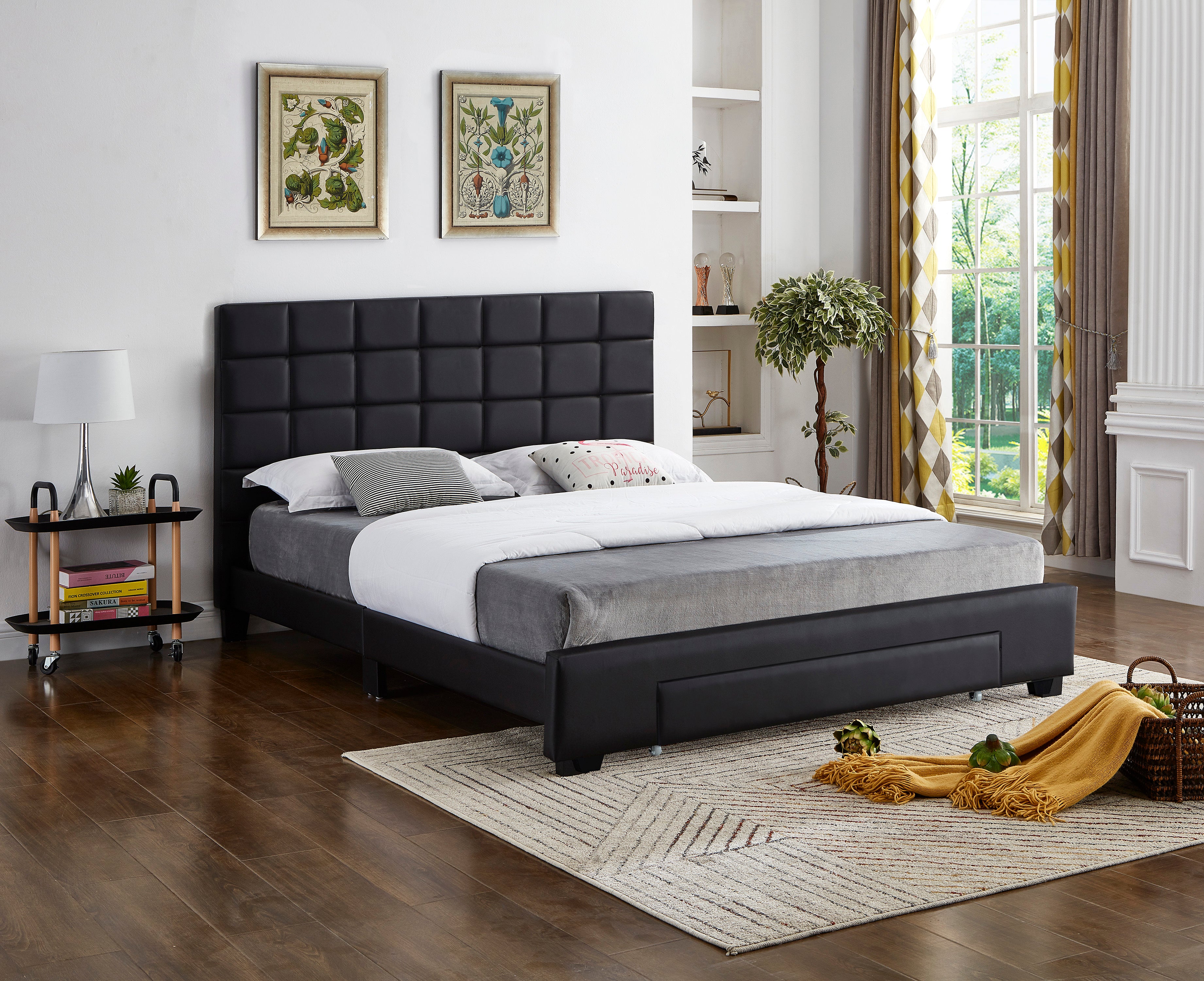 IF-5490 - Double or Queen Bed - Platform Bed Includes Mattress Support