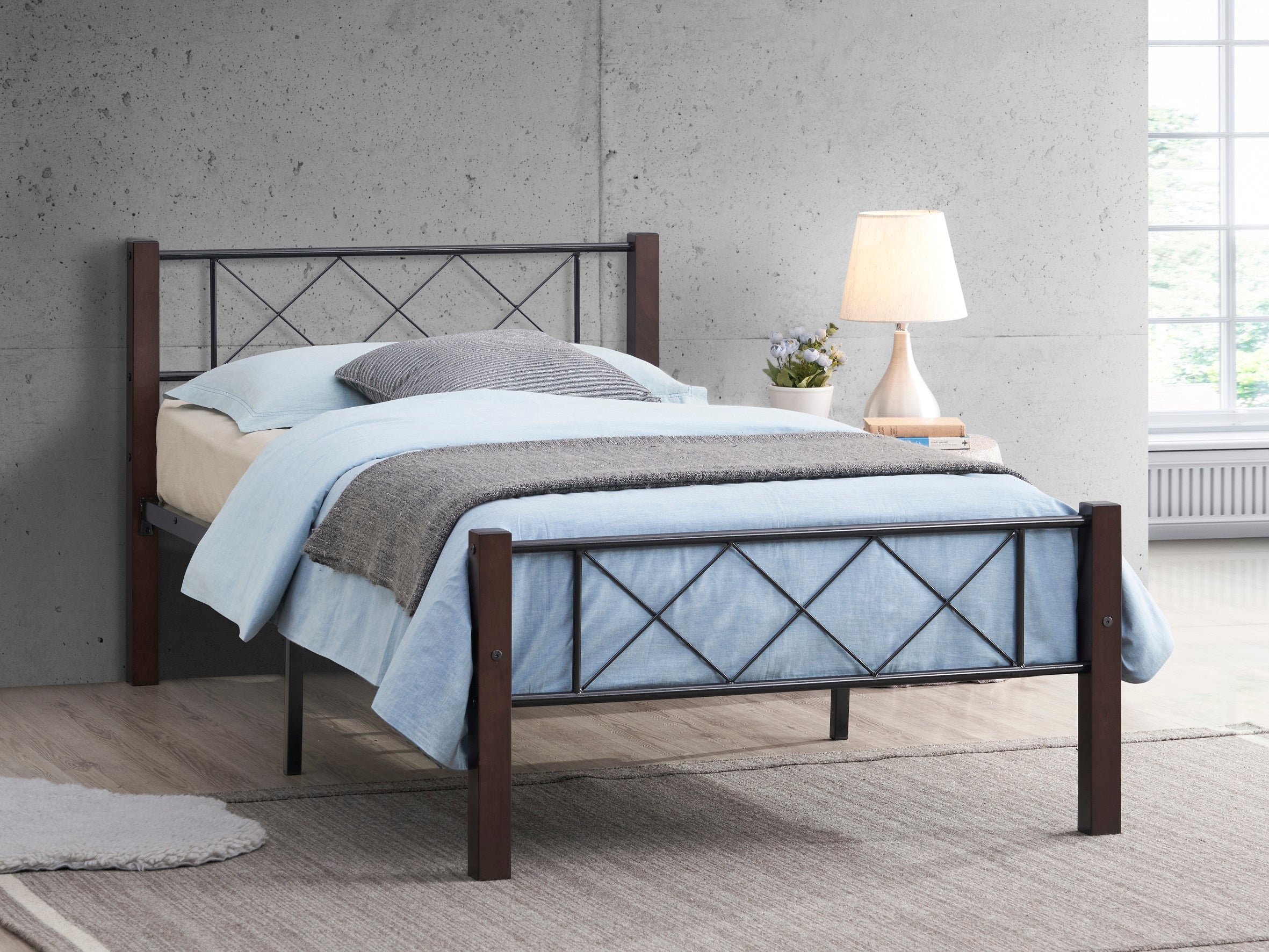 IF-125 - Single or Double Bed - Platform Bed Includes Mattress Support