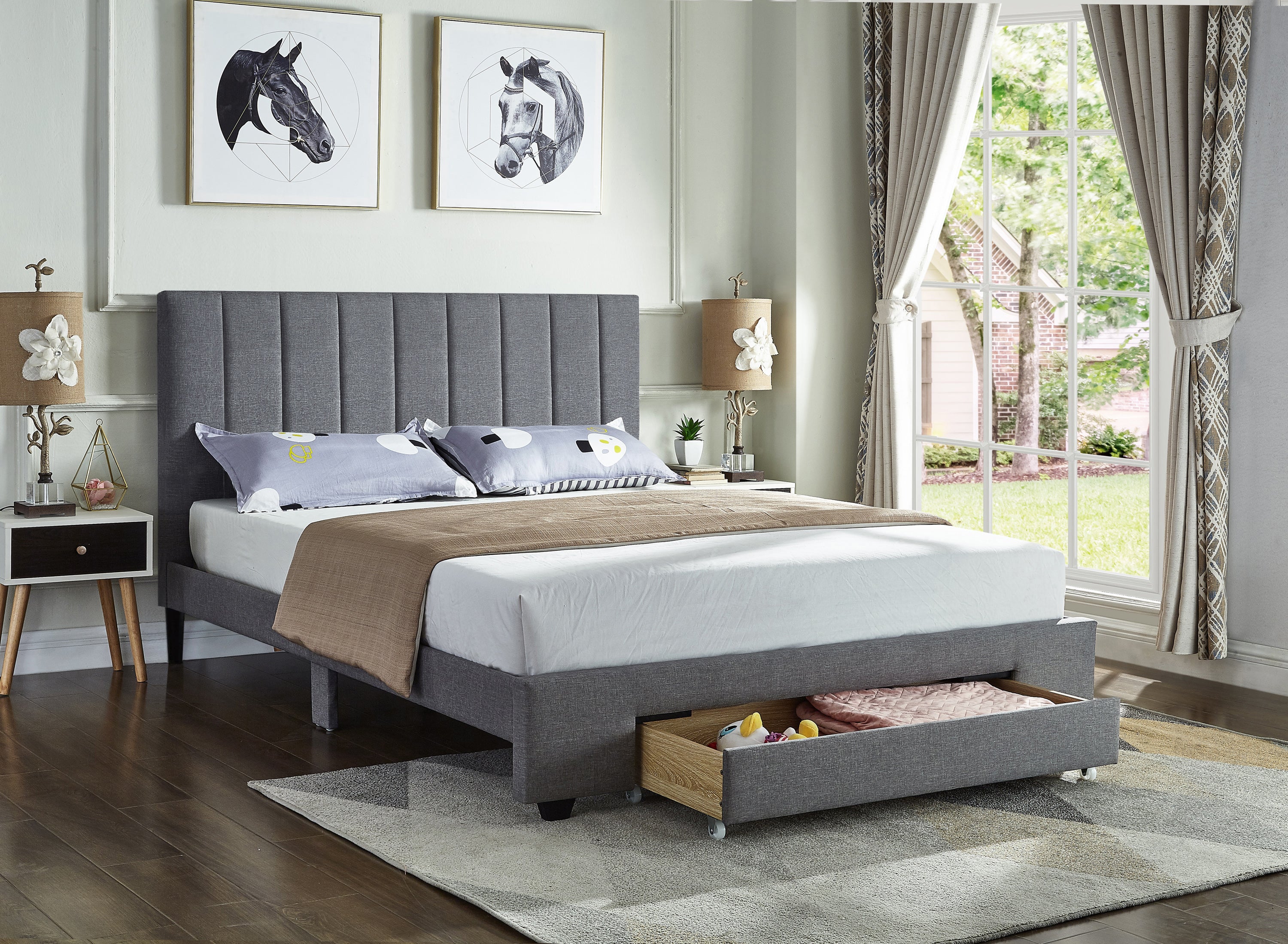 IF-5483 - Double or Queen Bed - Platform Bed Includes Mattress Support