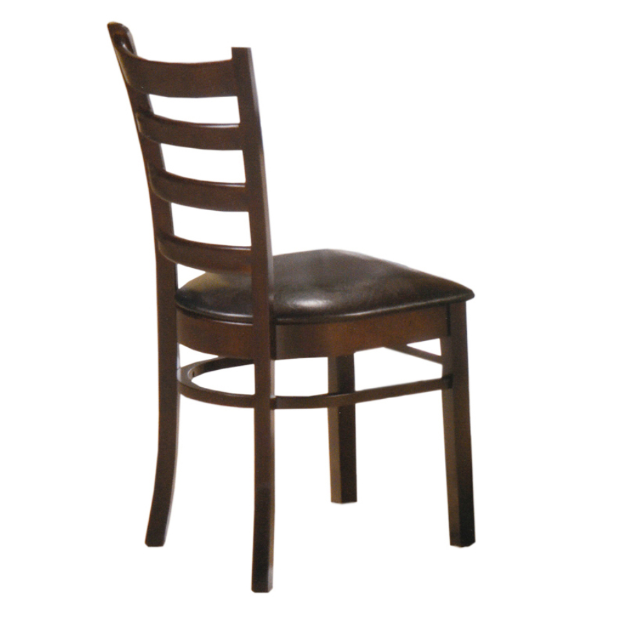 Image of c-1062: 02 black pu dining chair with tufted seat and wooden frame..