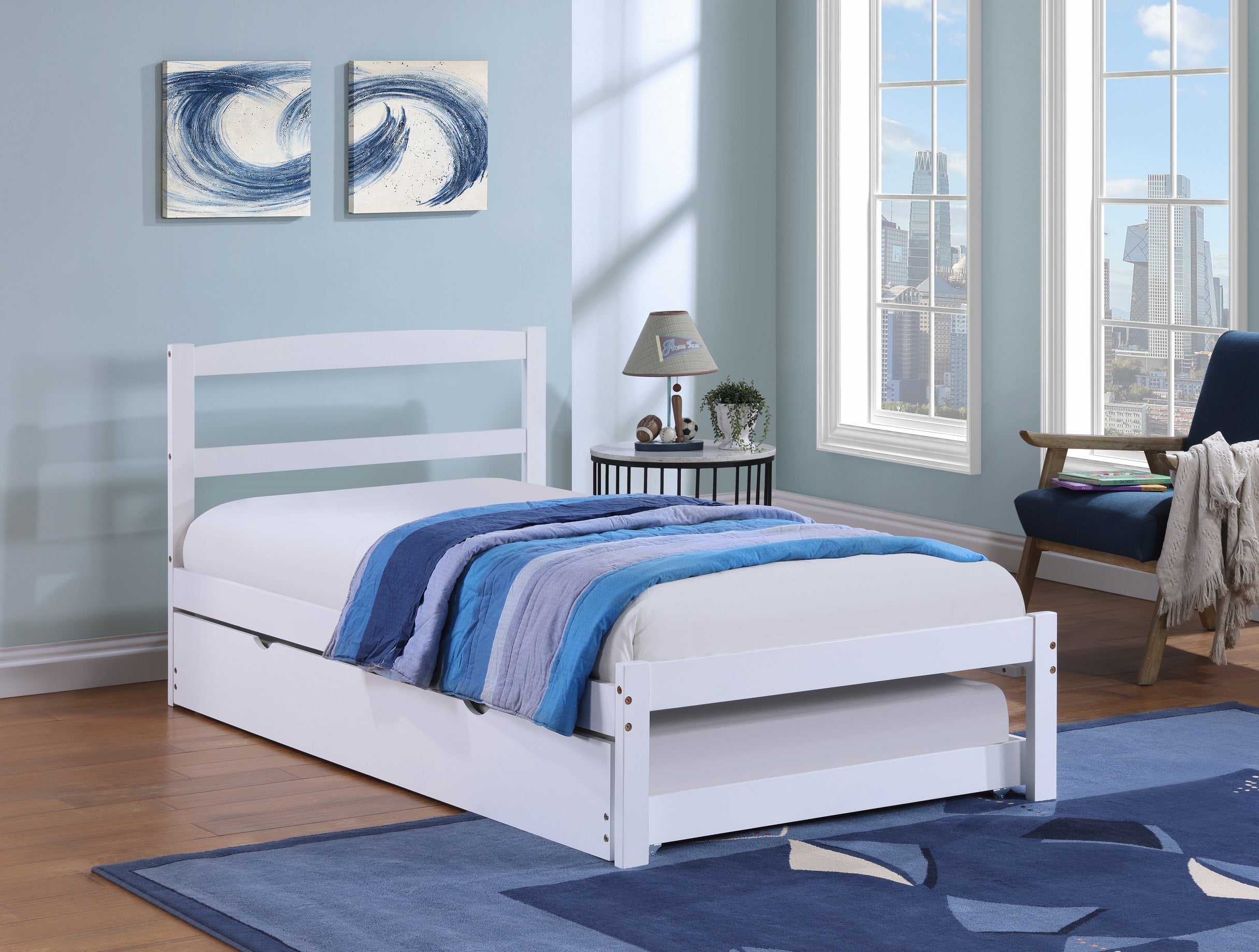 IF-416-W - Single or Double Bed - Platform Bed Includes Mattress Support