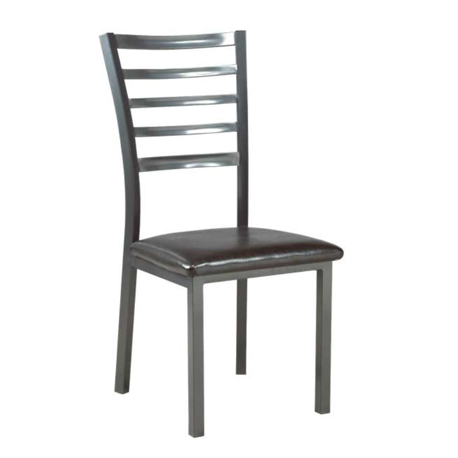 Image of c-1026: 04 grey metal black dining chair.