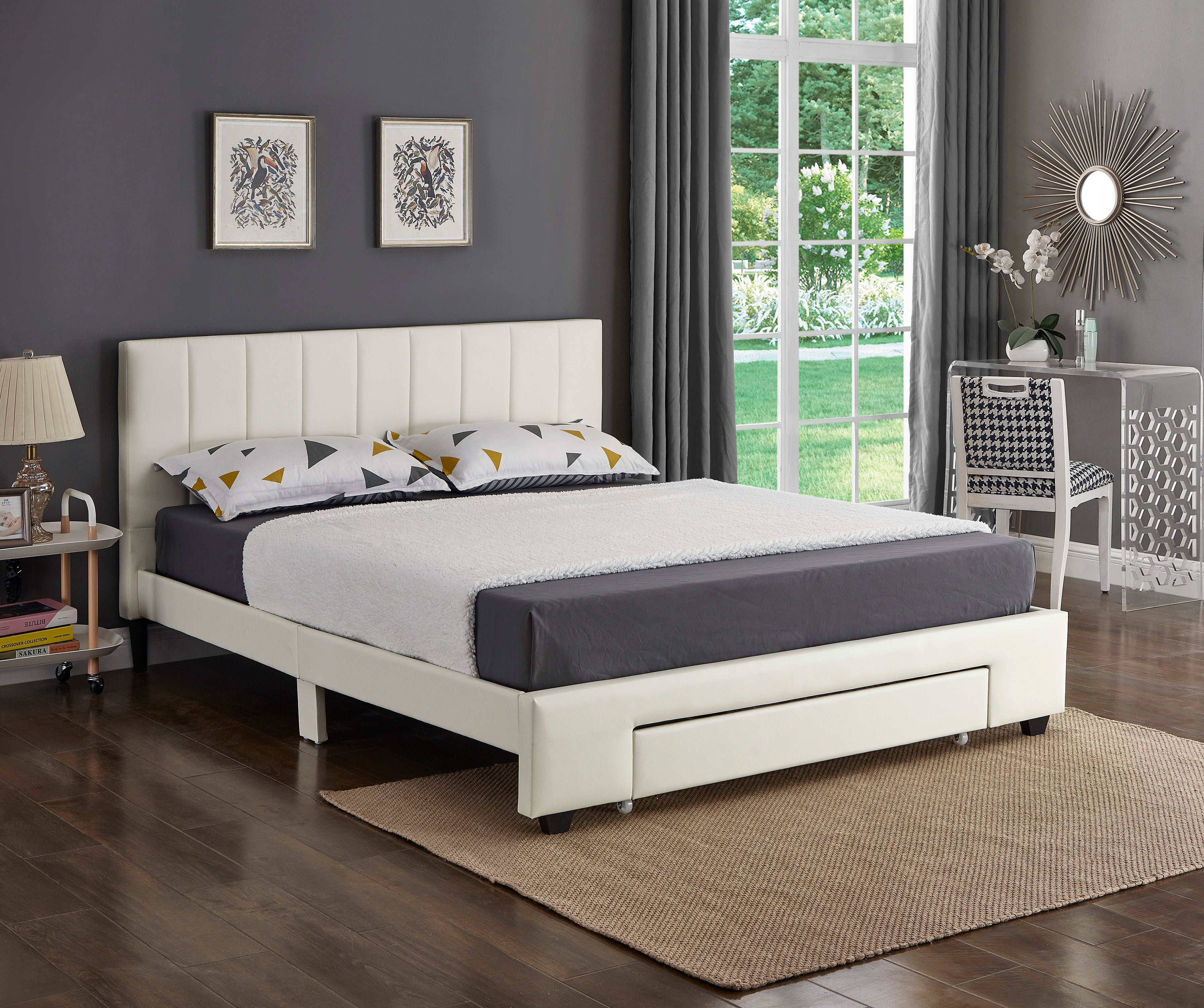 IF-5482 - Double or Queen Bed - Platform Bed Includes Mattress Support