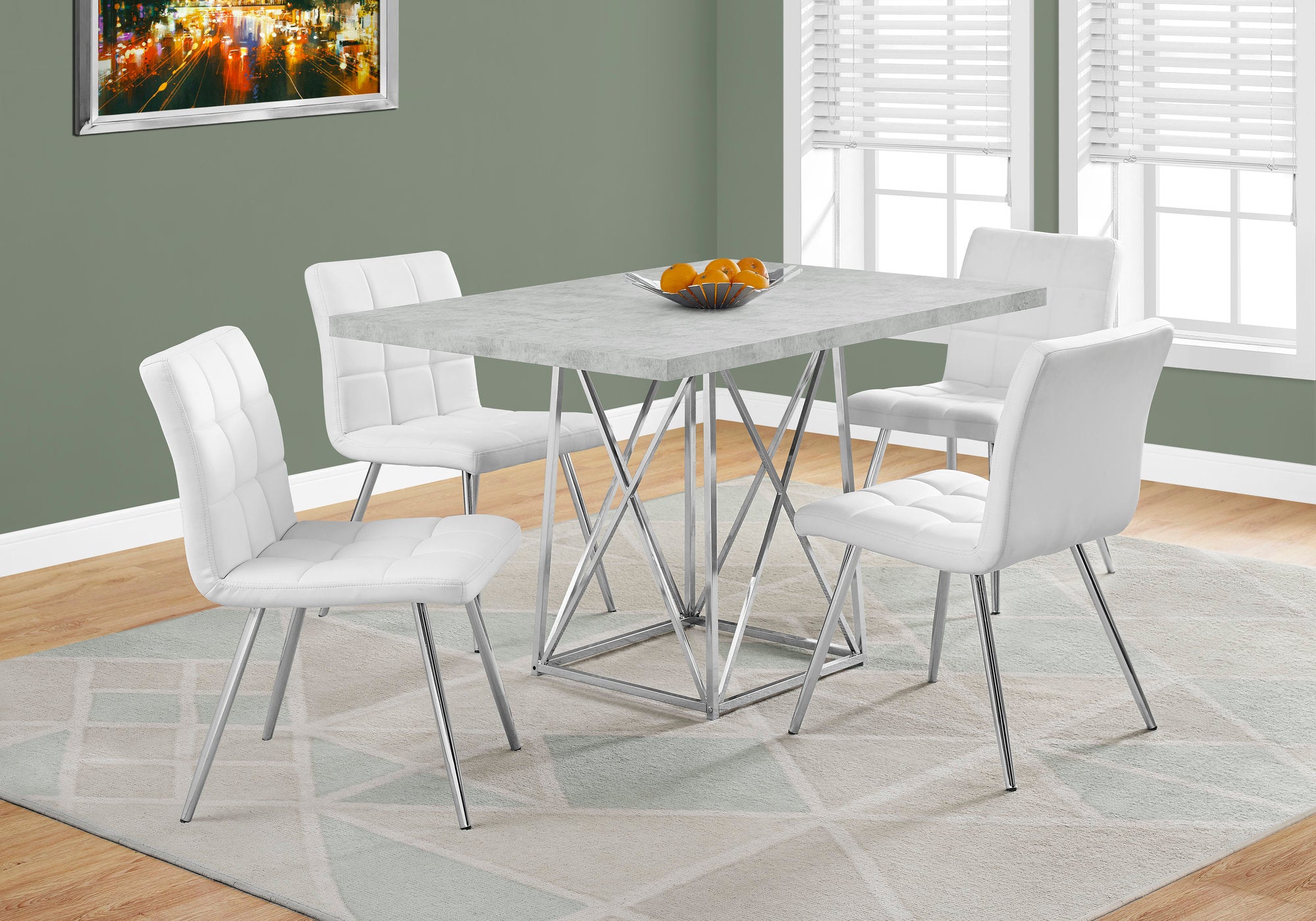 dining table 36x 48 grey cement chrome metal i1043