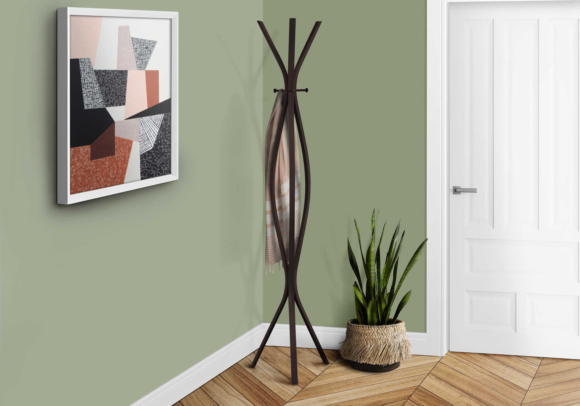 COAT RACK - 72H  ESPRESSO METAL CONTEMPORARY STYLE