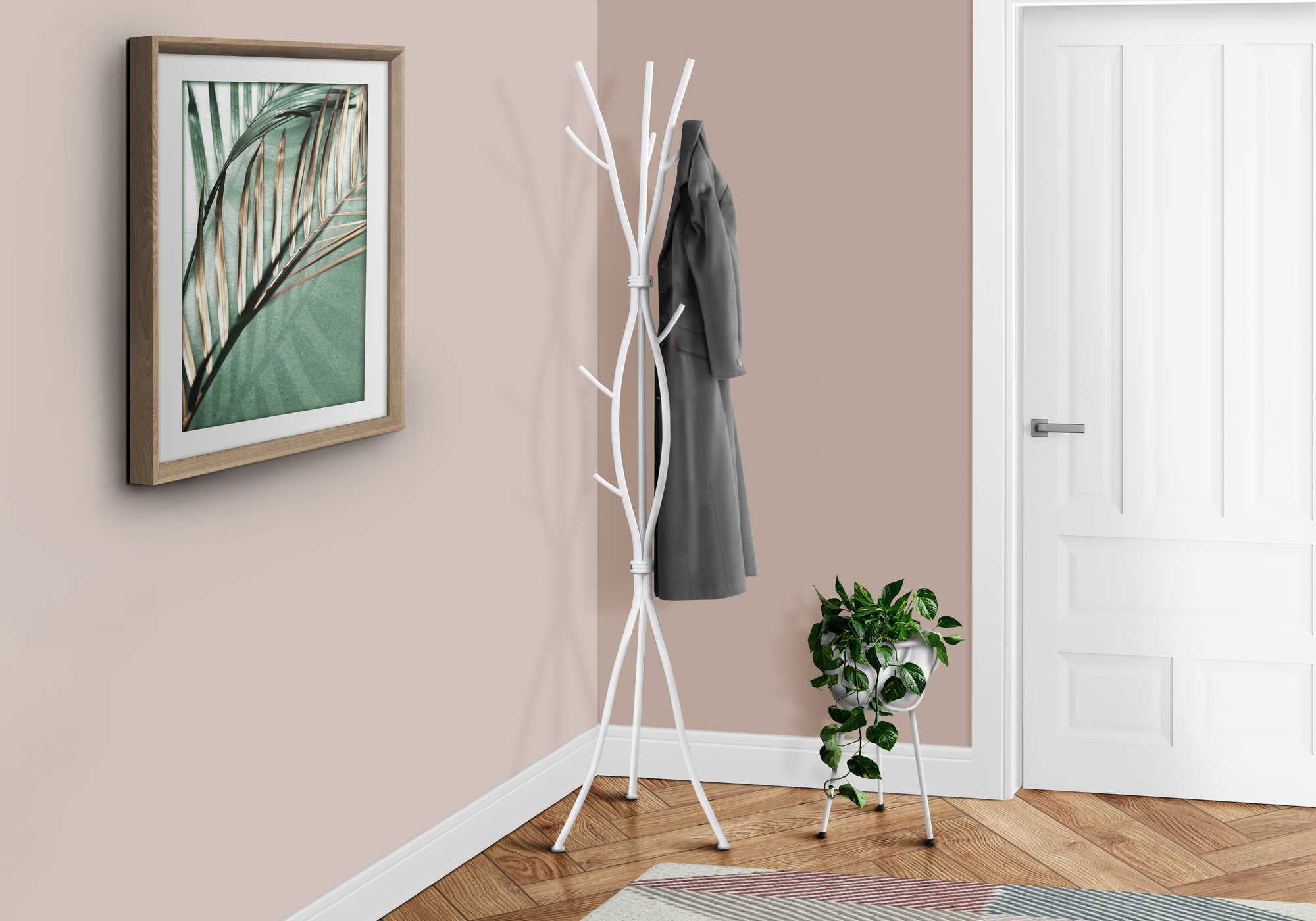 COAT RACK - 74H  WHITE METAL