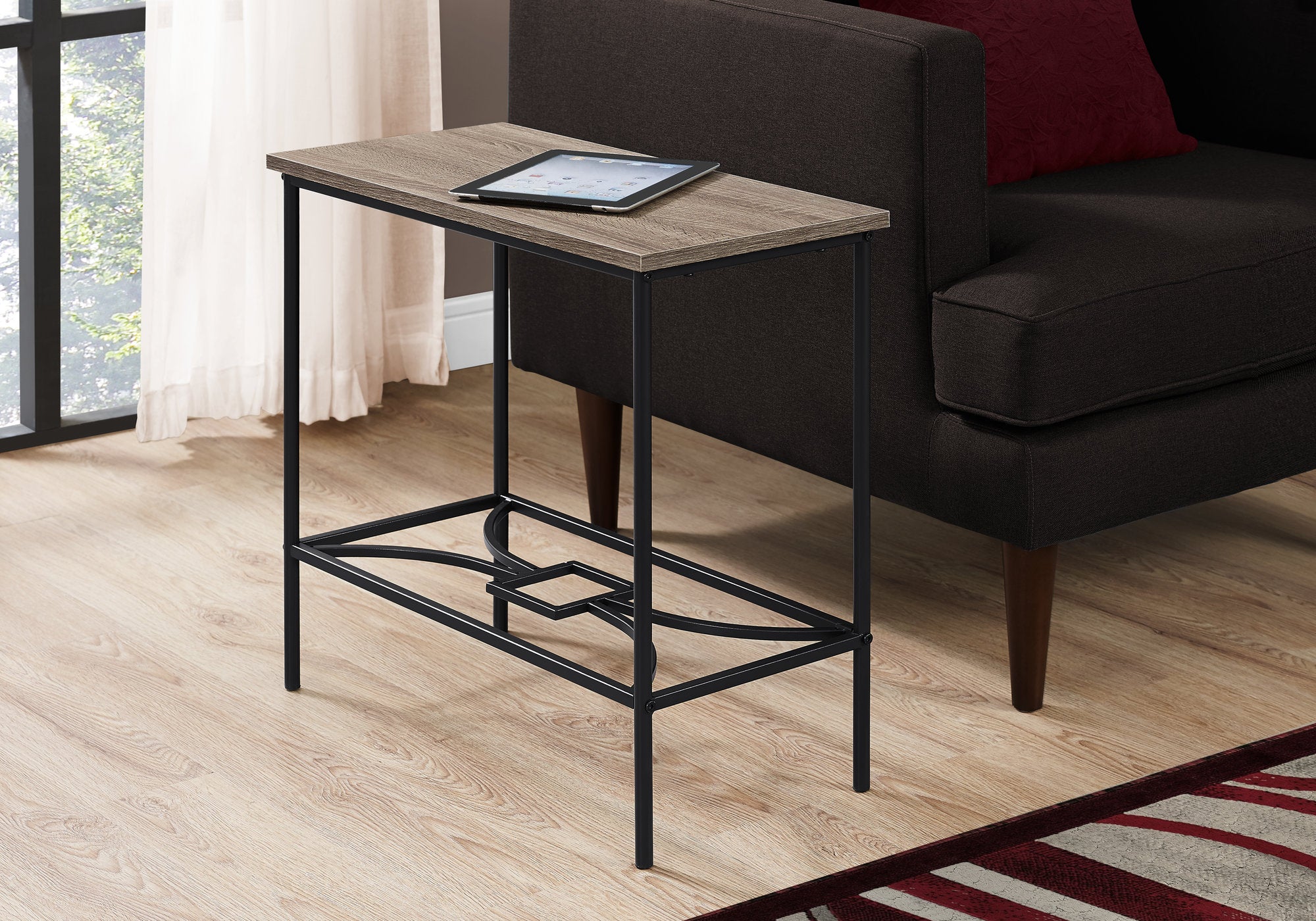 accent table 22h dark taupe black metal i2075