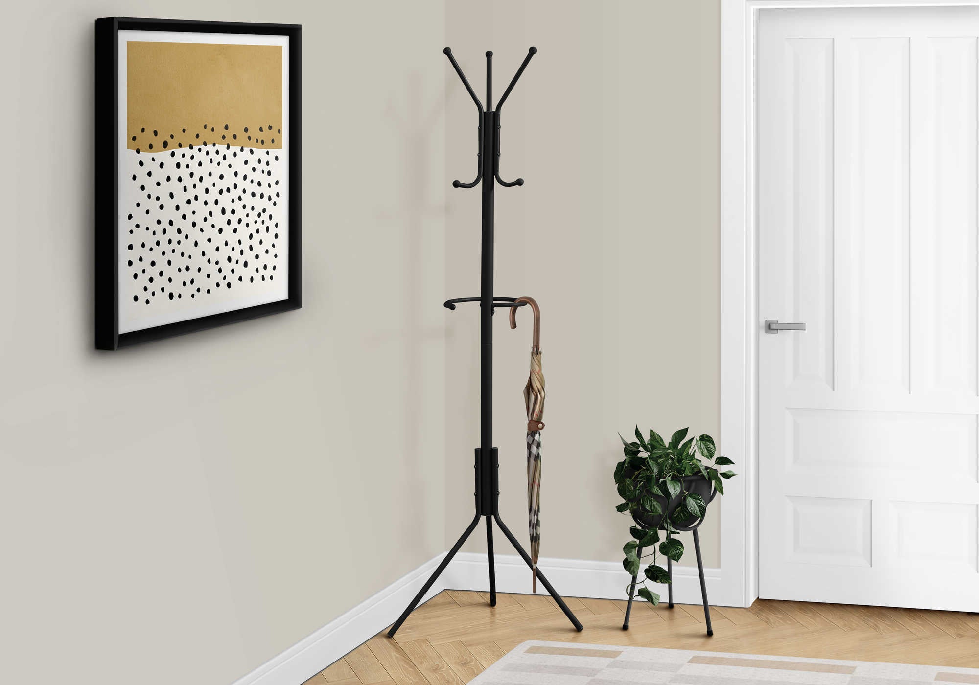 COAT RACK - 68H  BLACK METAL