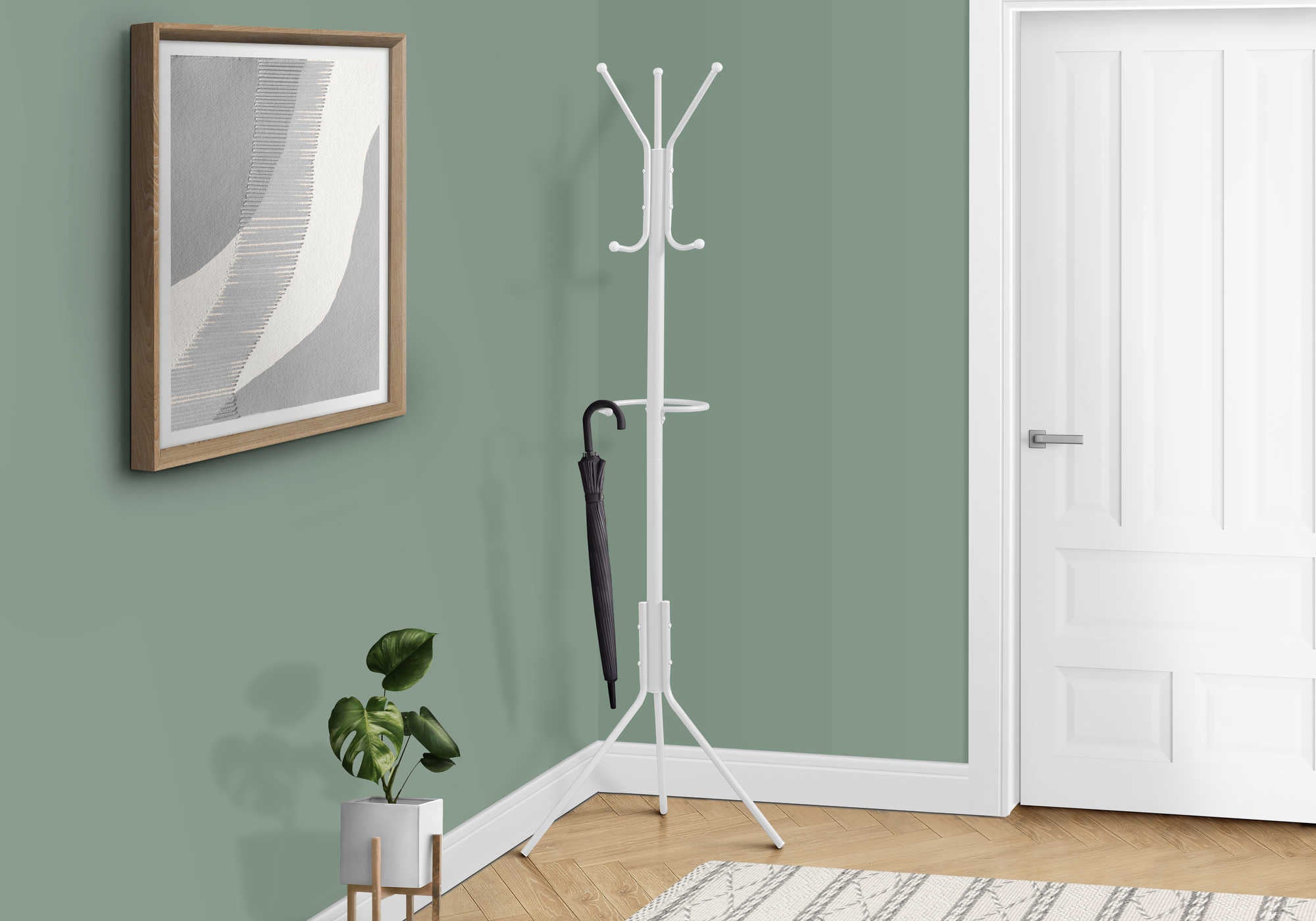 COAT RACK - 68H  WHITE METAL