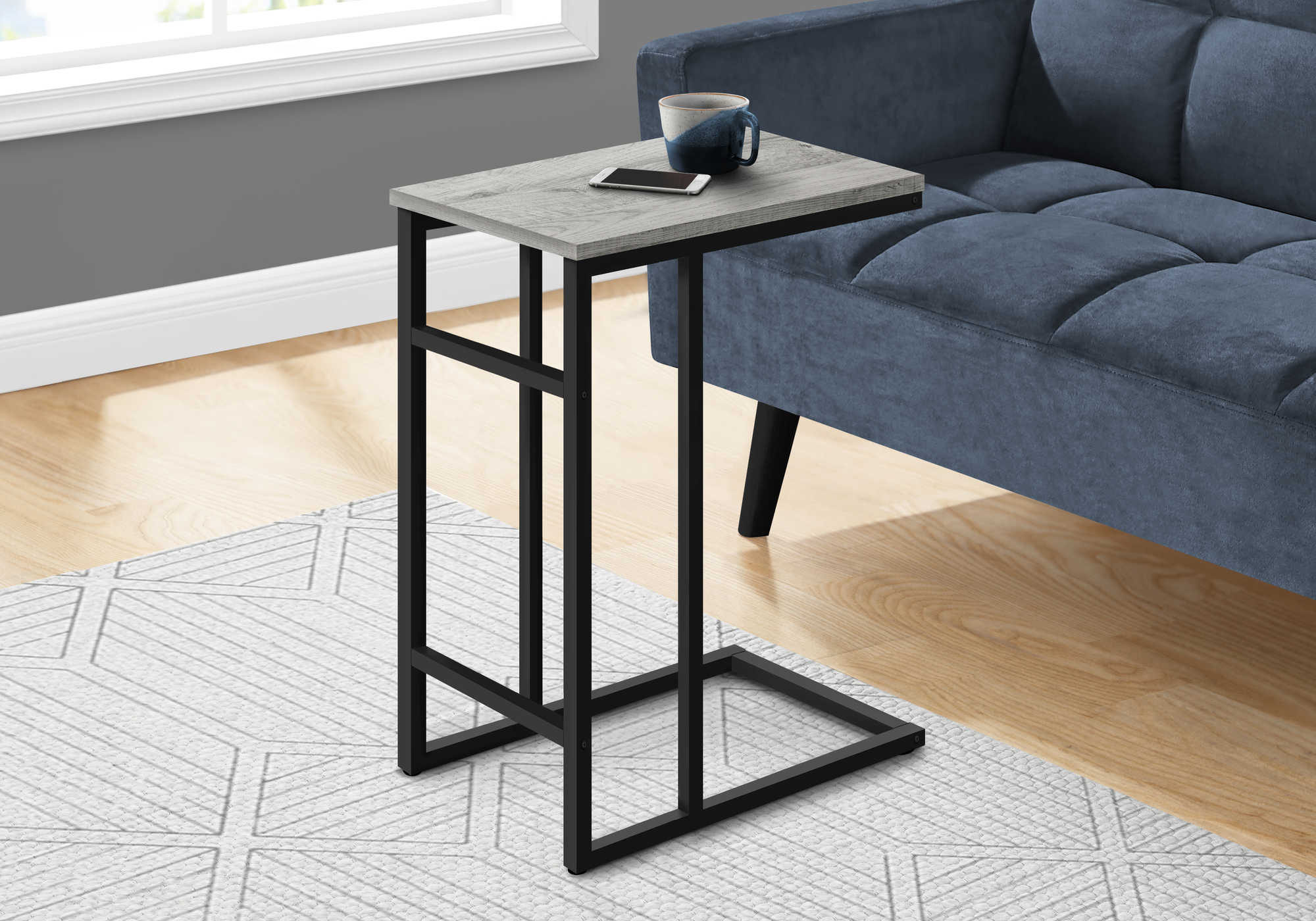 ACCENT TABLE - 24H  GREY  BLACK METAL